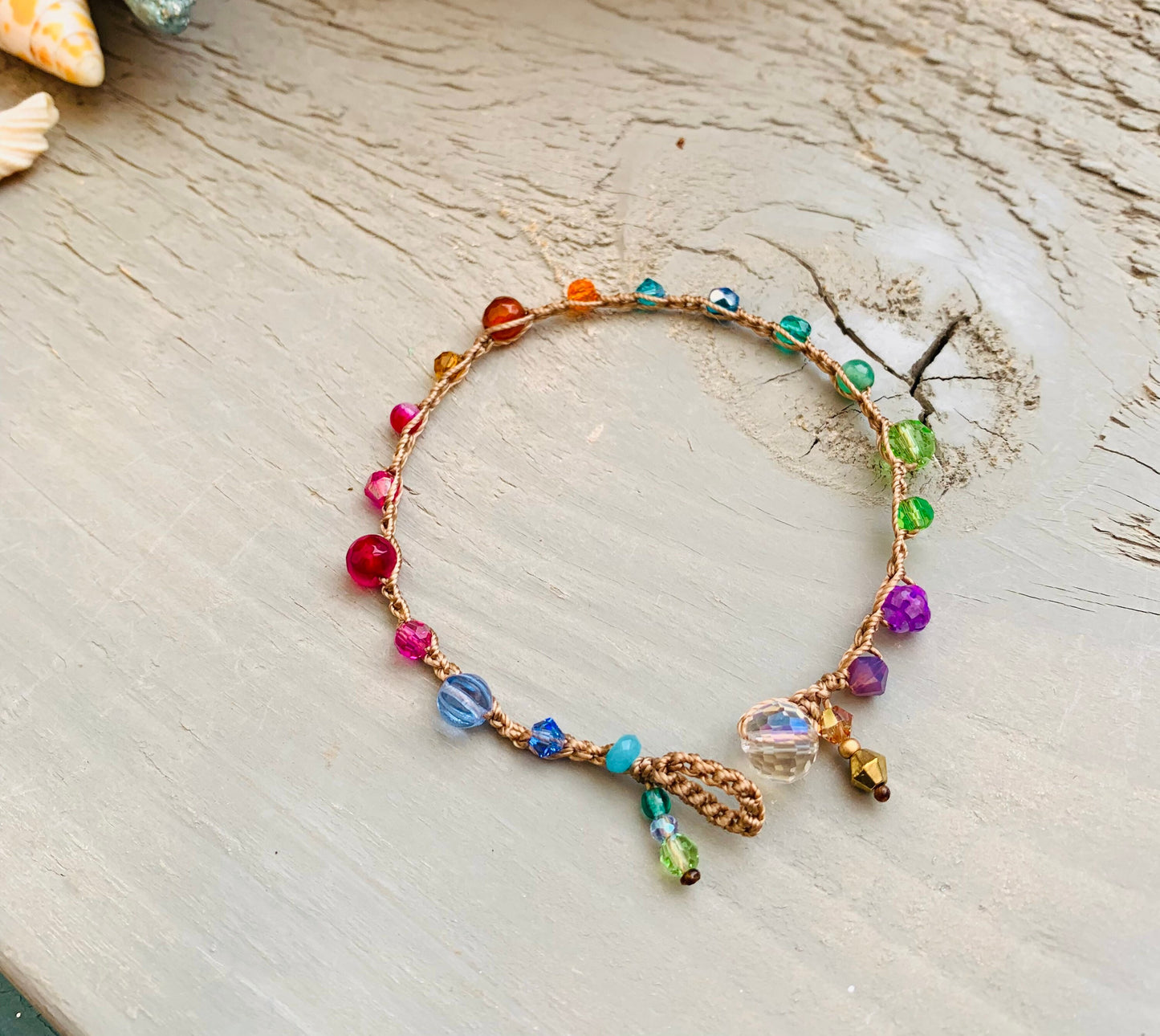 Soleil crocheted gemstone bracelet, earthy, natural, comfortable