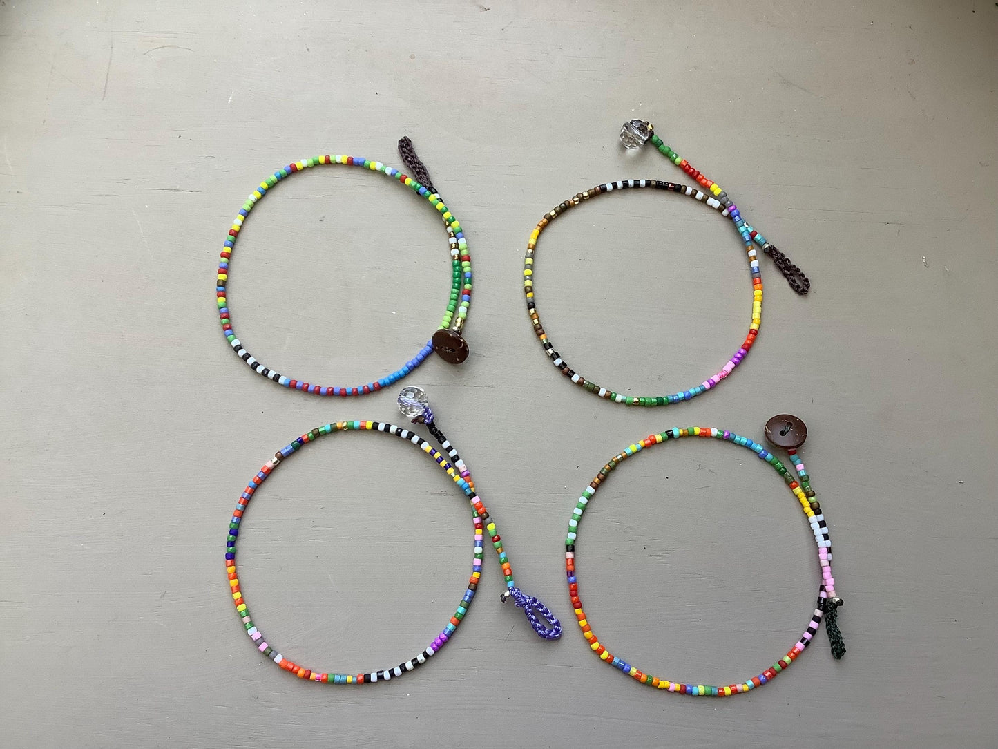 Toho petite beaded anklets with coconut button