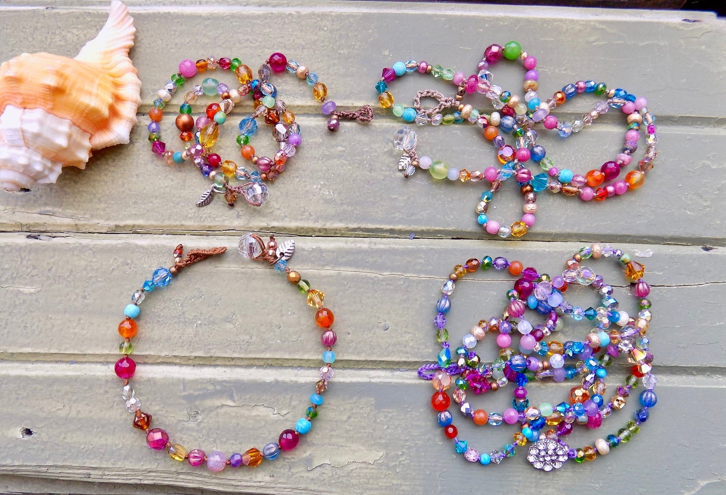 Gemstone Crystal knotted bracelets