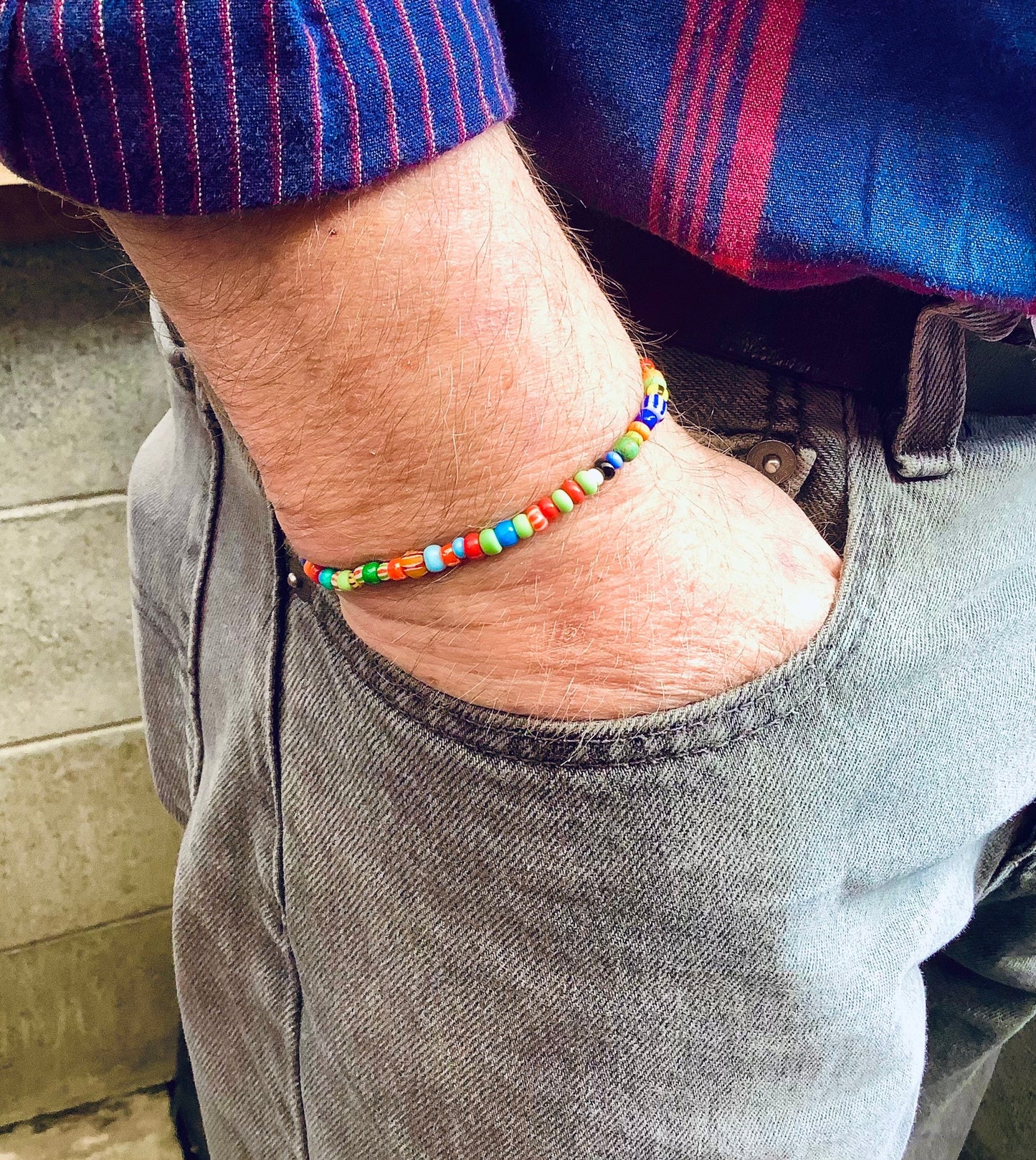 Unisex beaded Ghana African bead bracelet