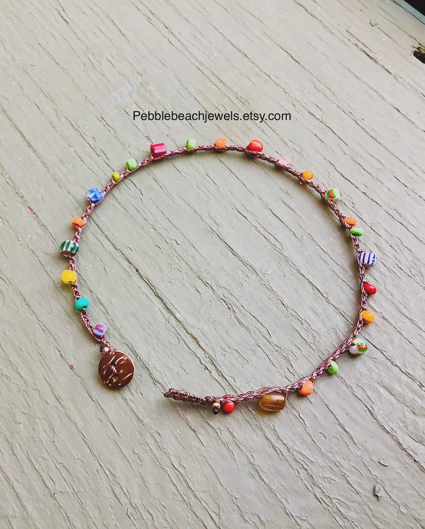 Ghana African bead crocheted anklet