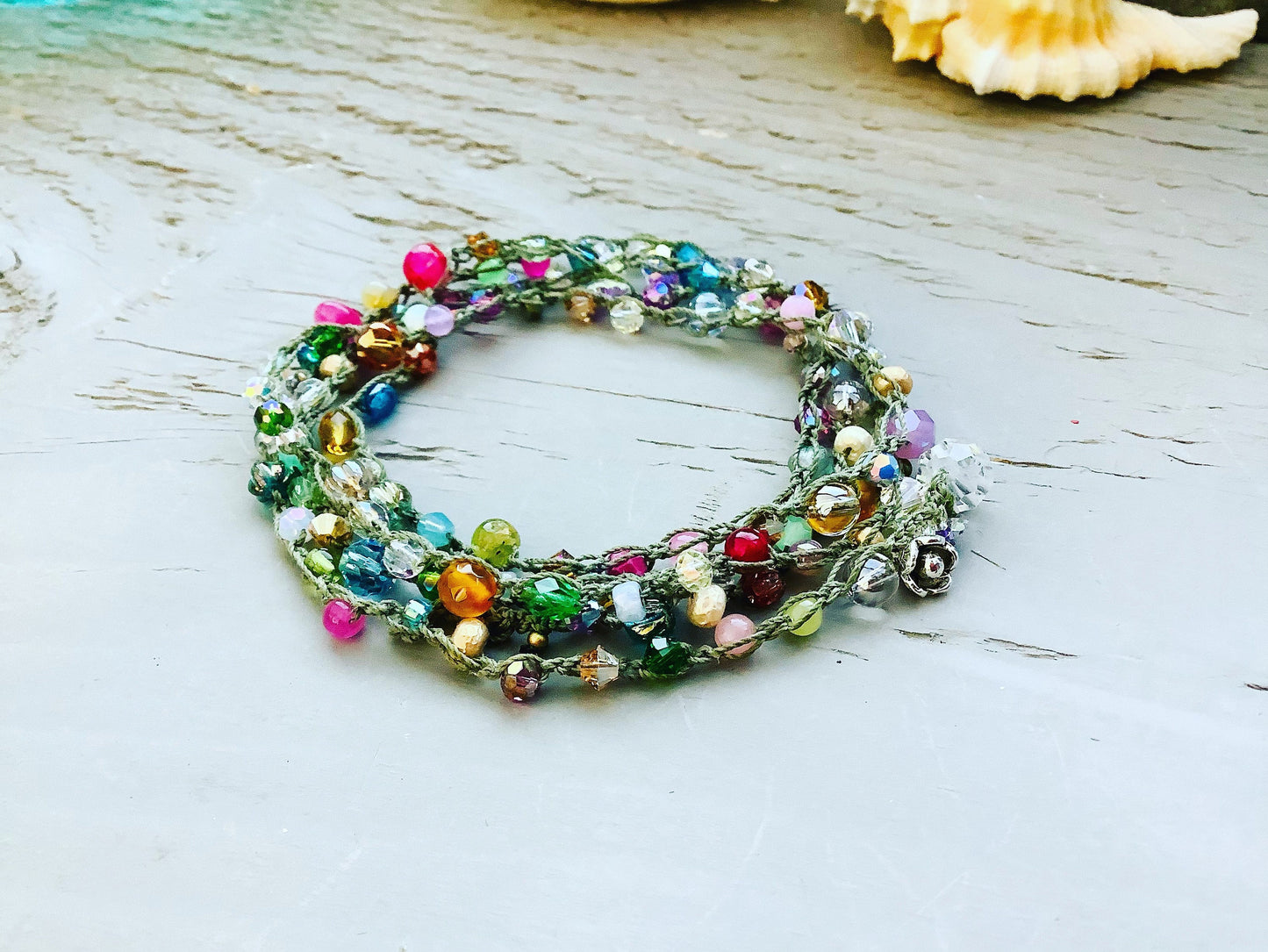 Gemstone Crystal crocheted wrap