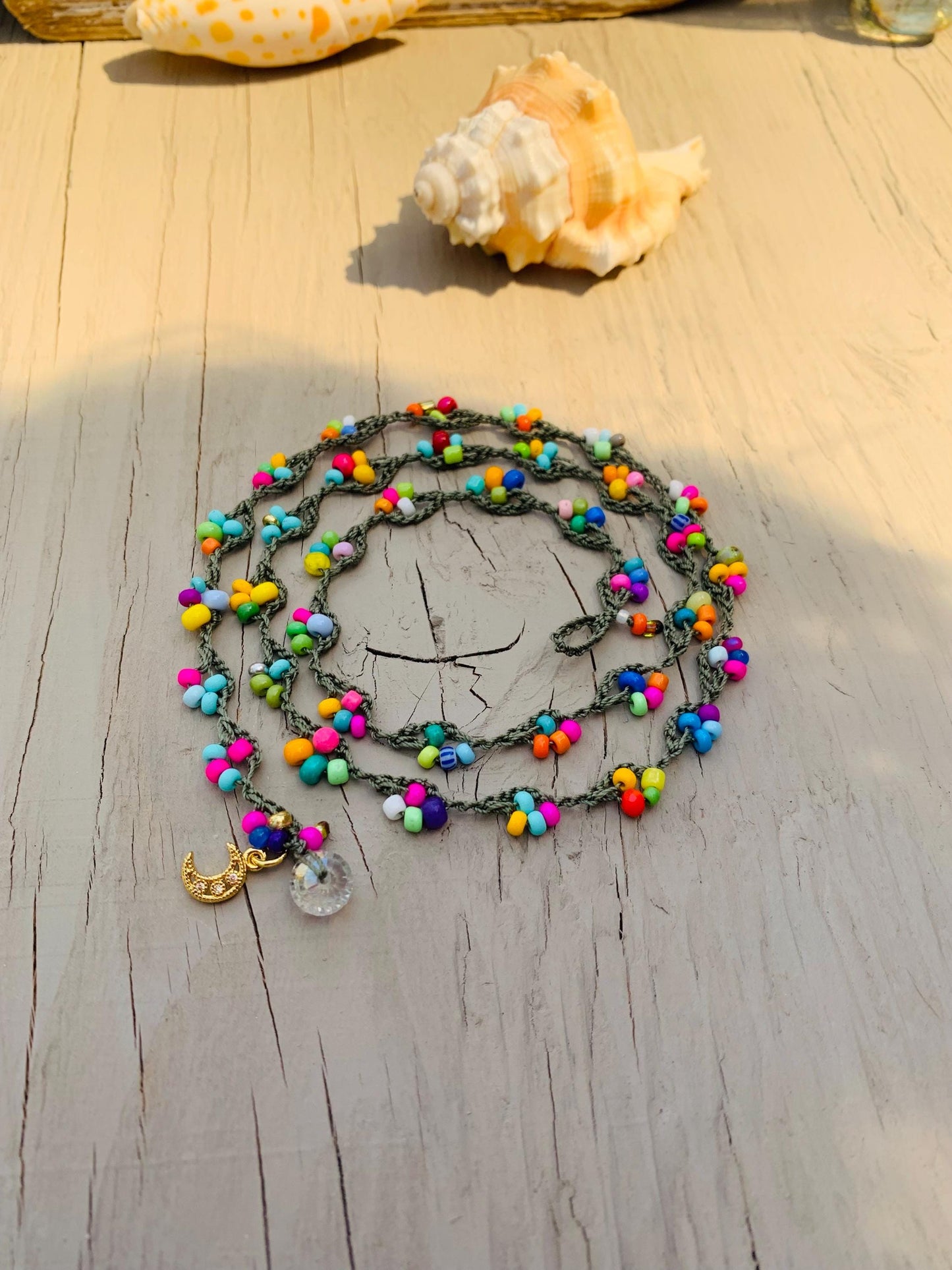 Turkish lace pretty colourful summer necklace