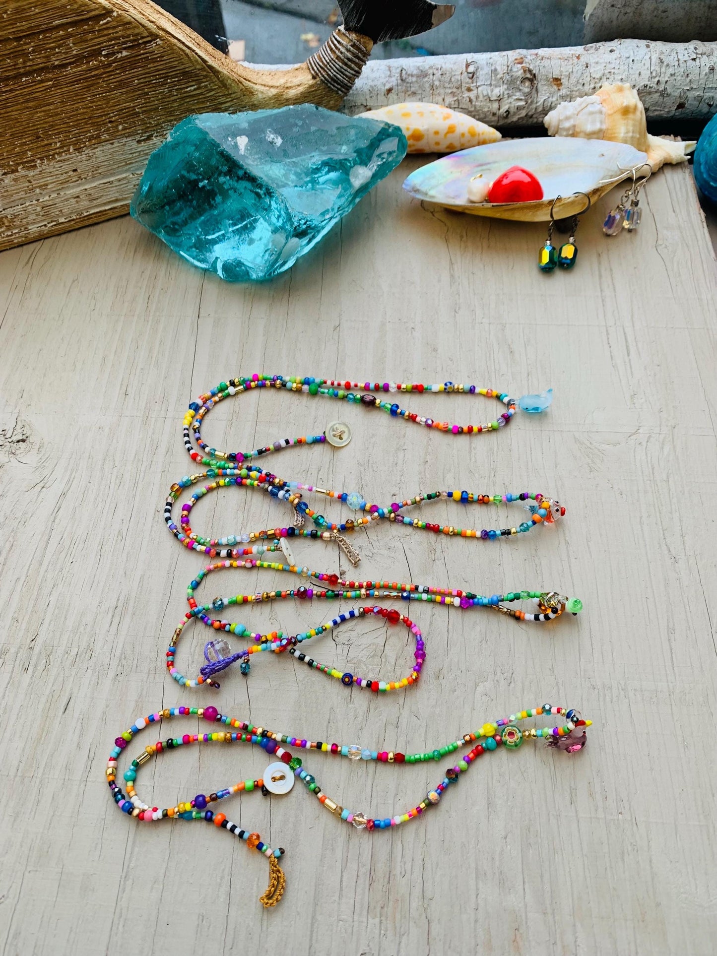 Fun teen/KIDS necklaces with hand blown glass pendants