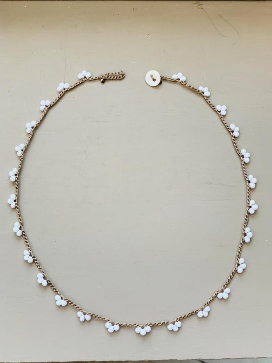 White lace crocheted necklace simple minimalist metal free