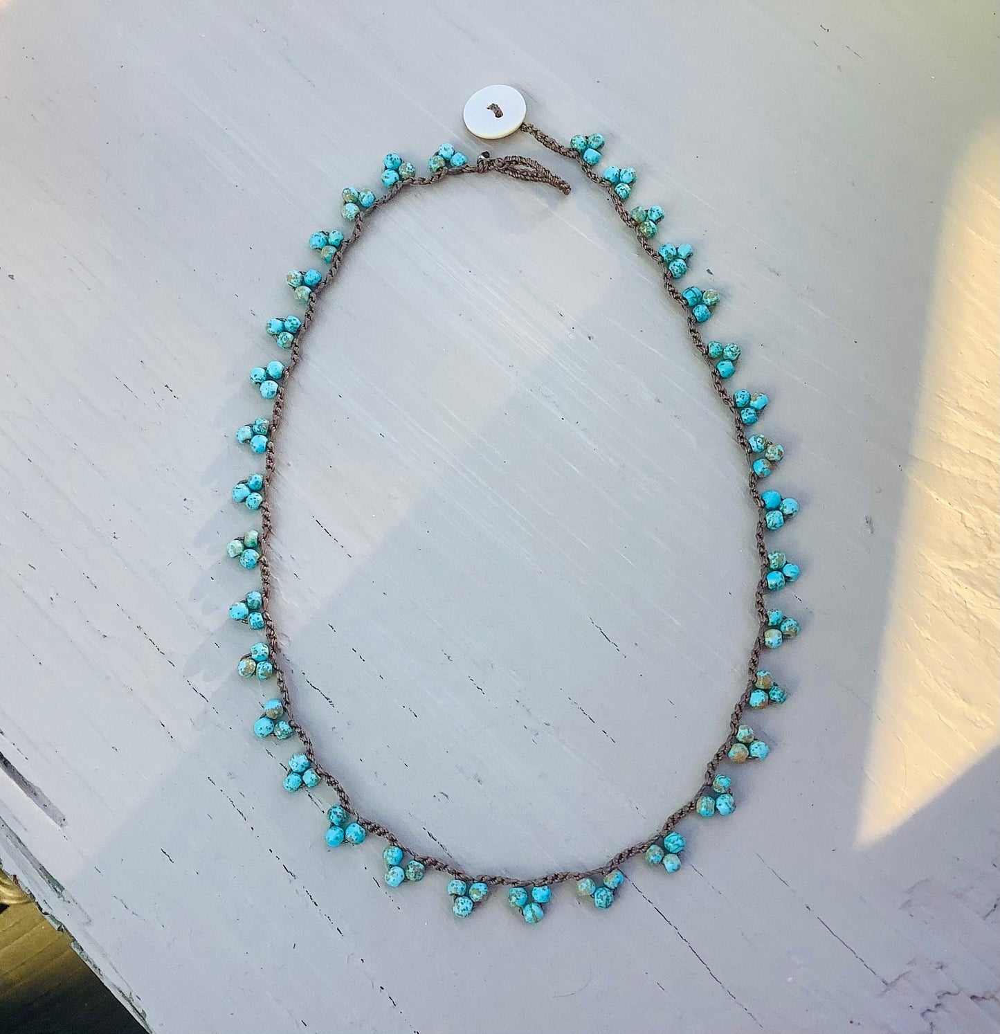 Lace crocheted necklace, boho natural jewelry