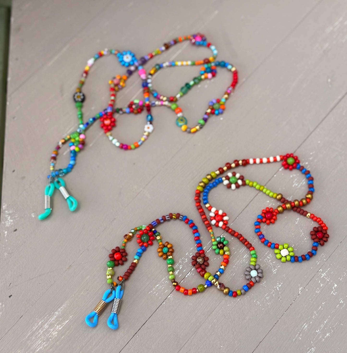 Beaded Flower Lei Eyeglass Holder: Fun & Colorful