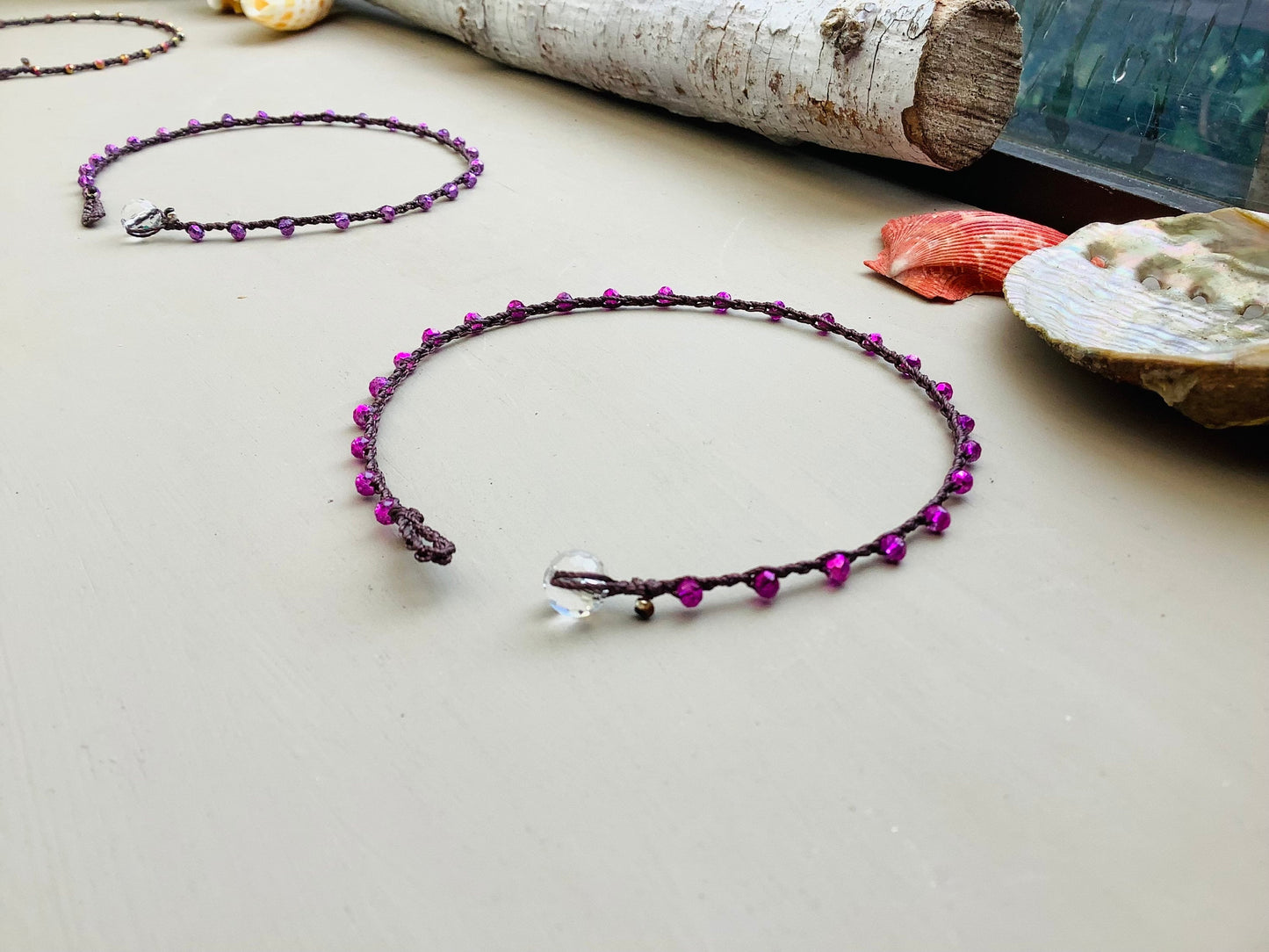 Hot pink, purple or gold anklet