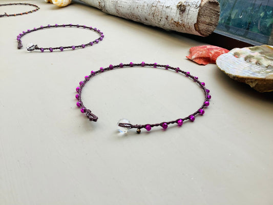 Hot pink, purple or gold anklet