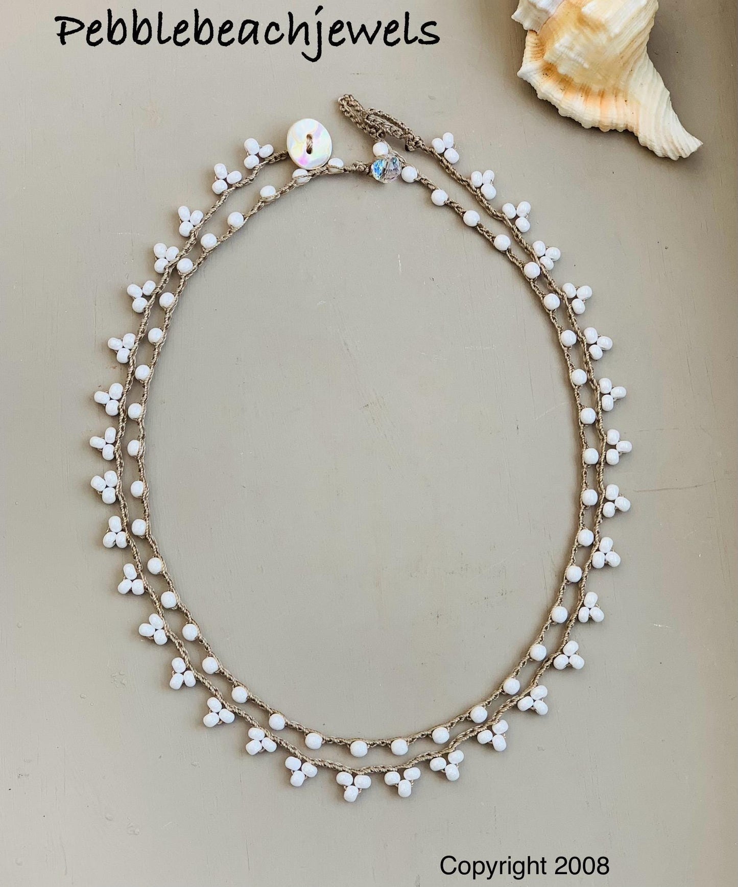 White Summer lace crocheted necklaces, boho, pretty summer necklace