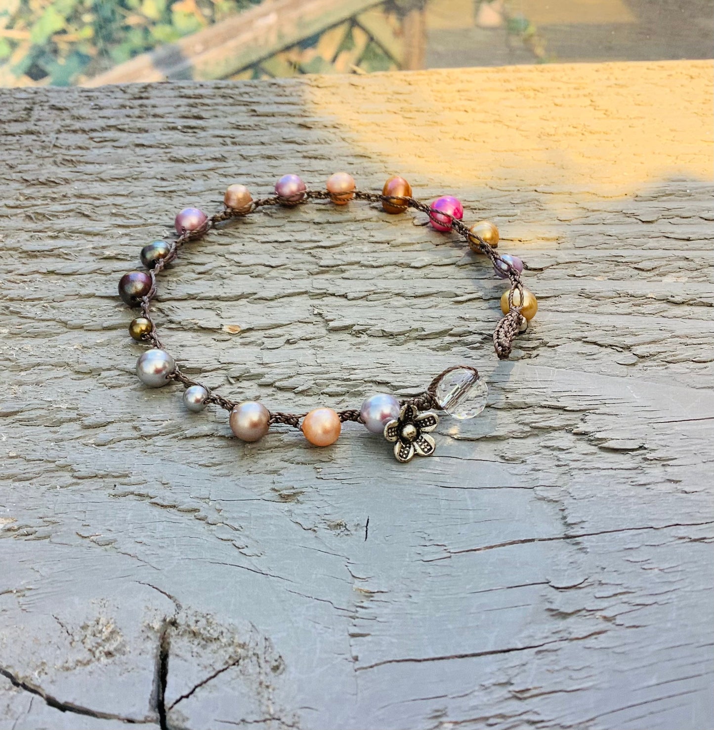 Crocheted  Pearl bracelet