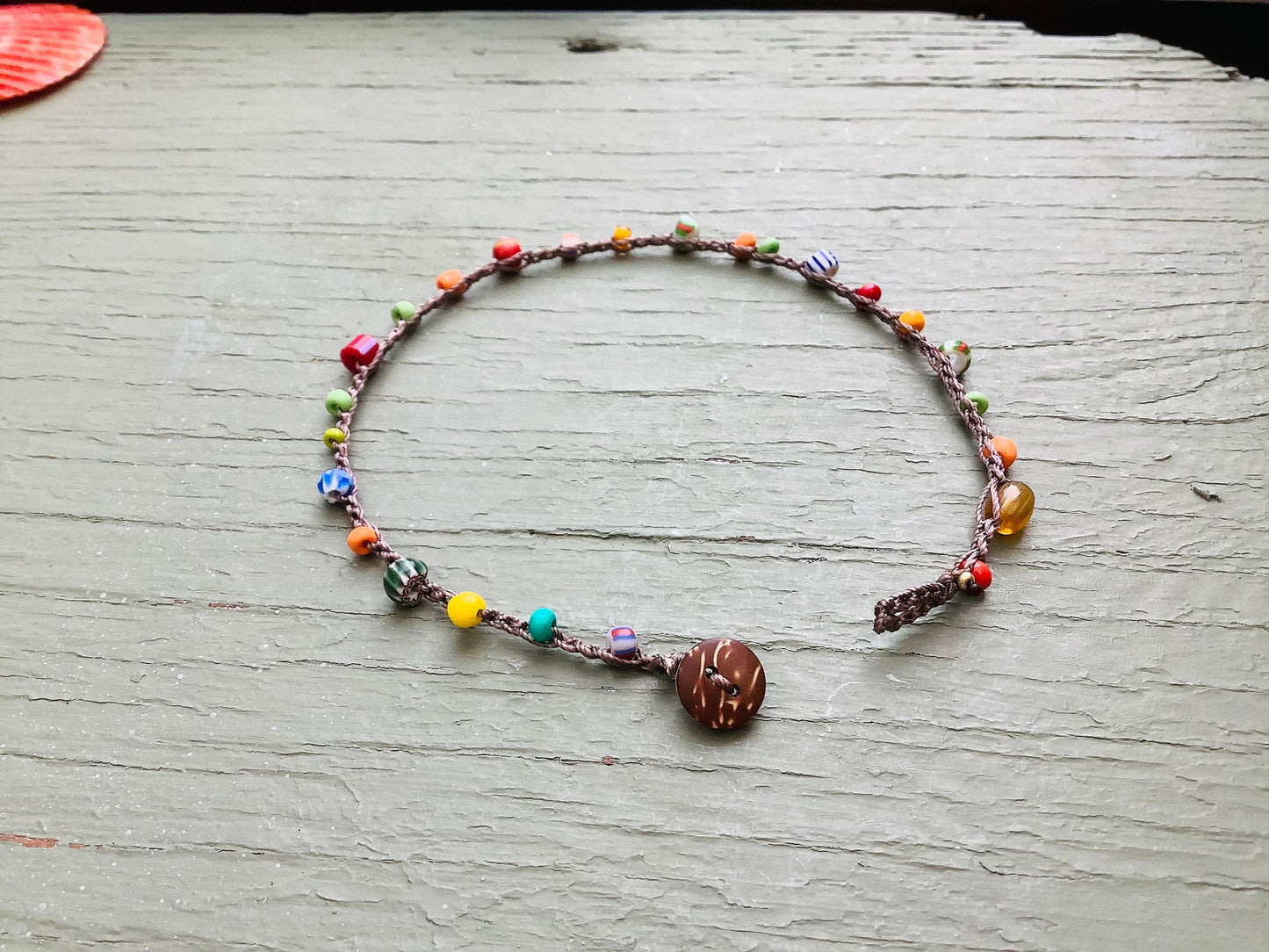 Ghana African bead crocheted anklet