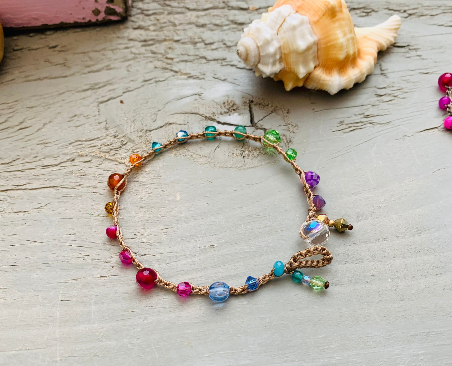 Soleil crocheted gemstone bracelet, earthy, natural, comfortable