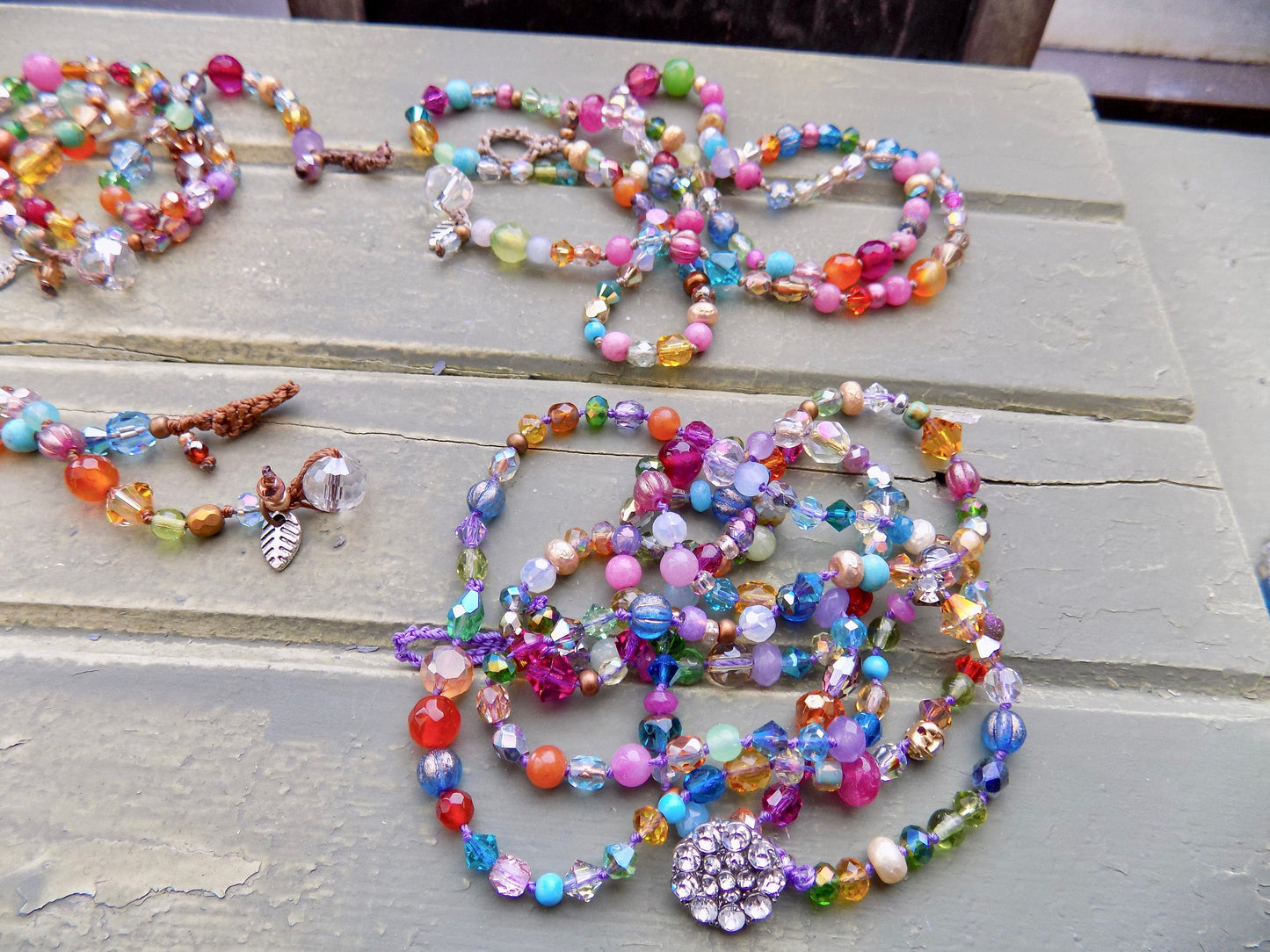 Gemstone Crystal knotted bracelets