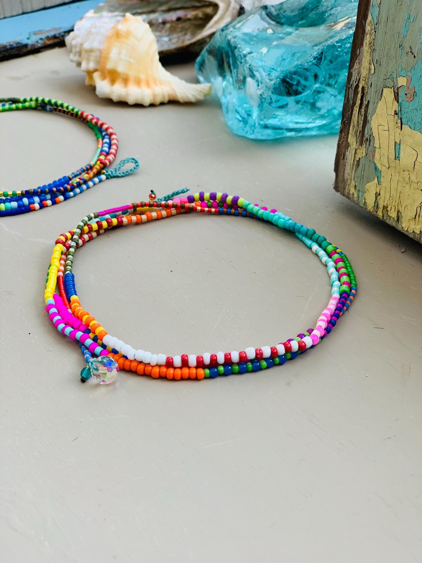 Colorful minimalist seed bead, necklace or bracelet