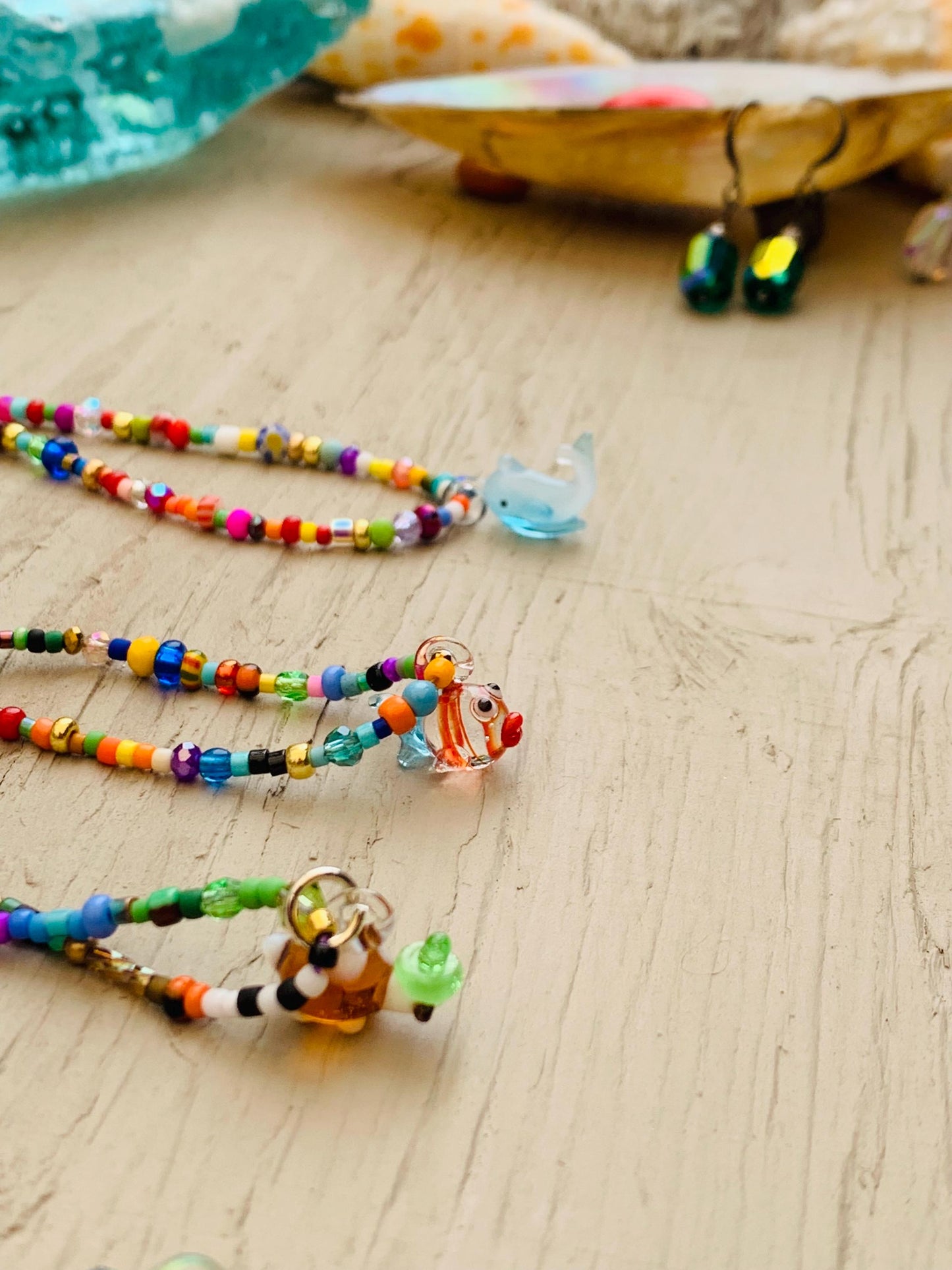 Fun teen/KIDS necklaces with hand blown glass pendants
