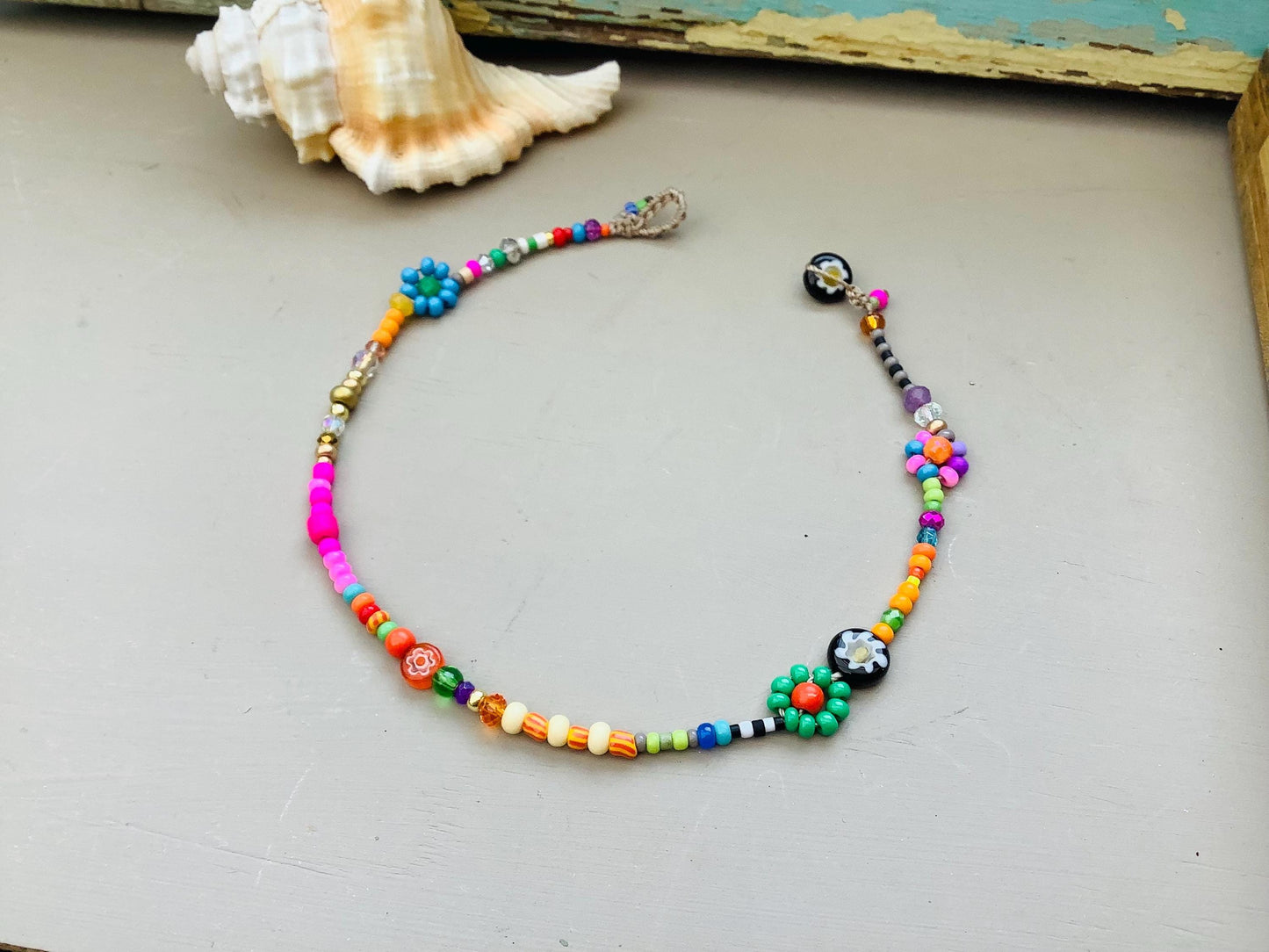 Cute boho flower anklet