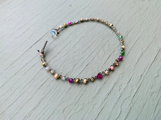 Fern green crocheted anklet