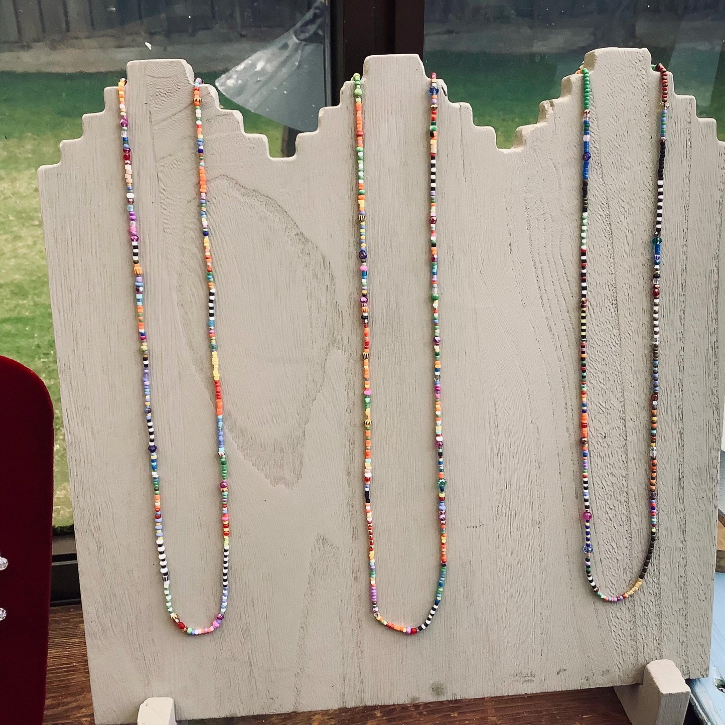 Colorful fun necklace, specialty beads,  petite beads, minimalist, slip on