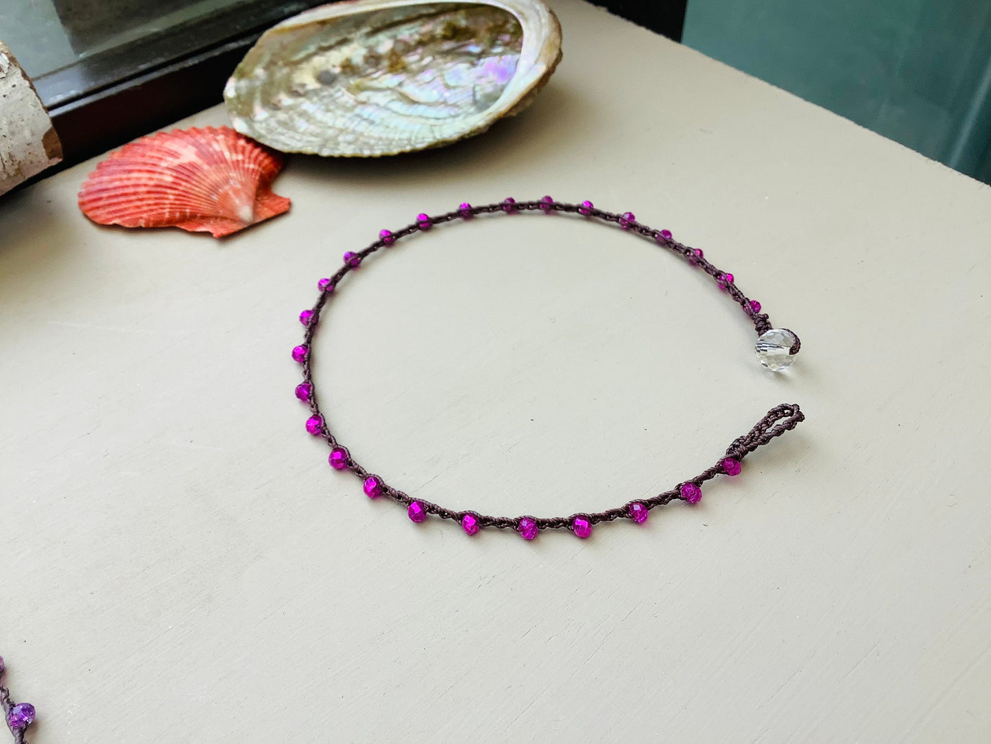Hot pink, purple or gold anklet