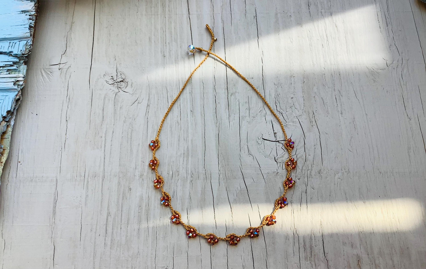 Turkish lace pretty colourful  summer necklace in burnt orange