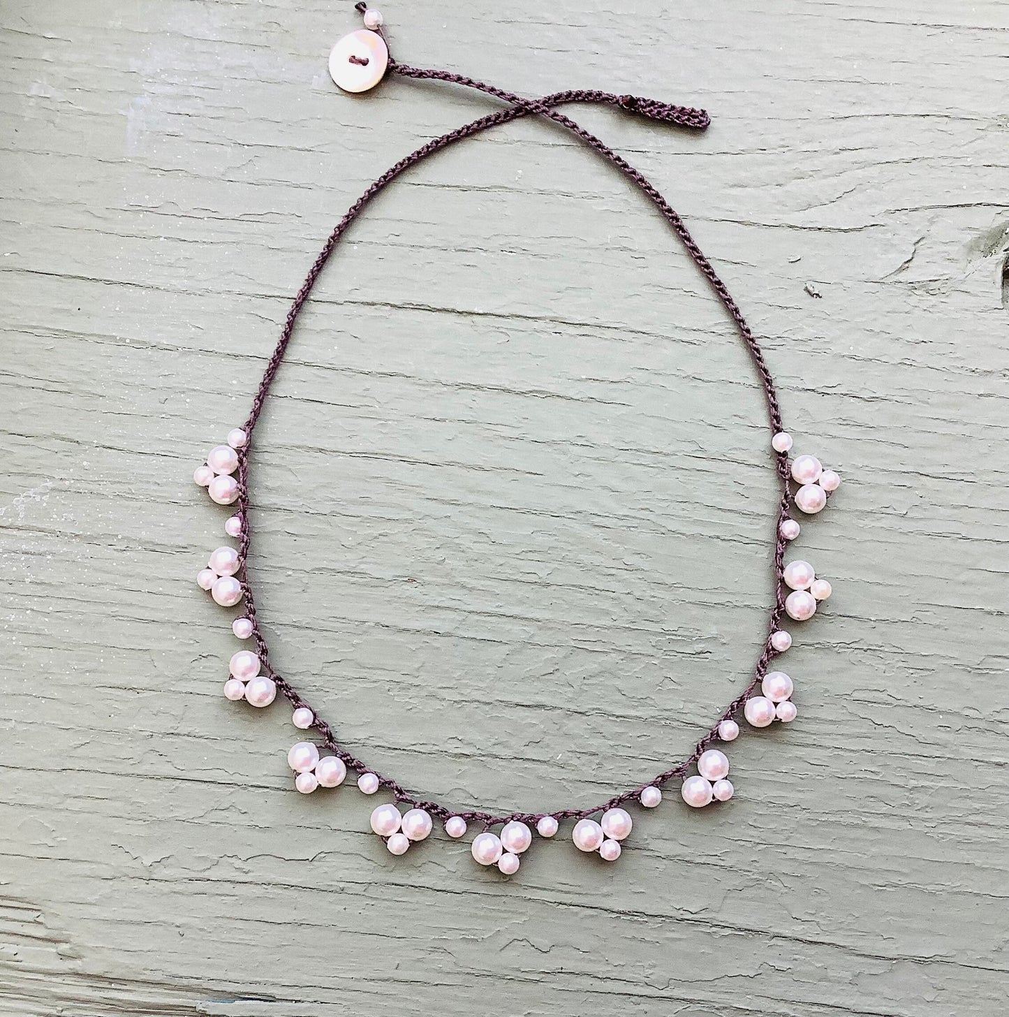 Crystal lace crocheted necklace