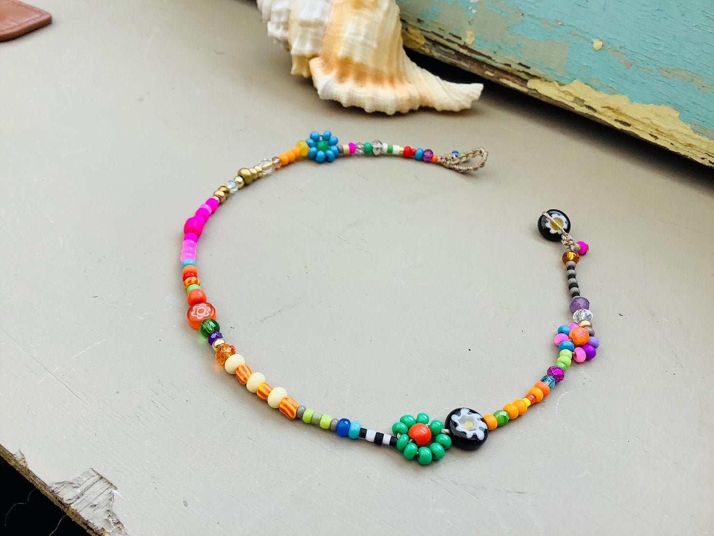 Cute boho flower anklet