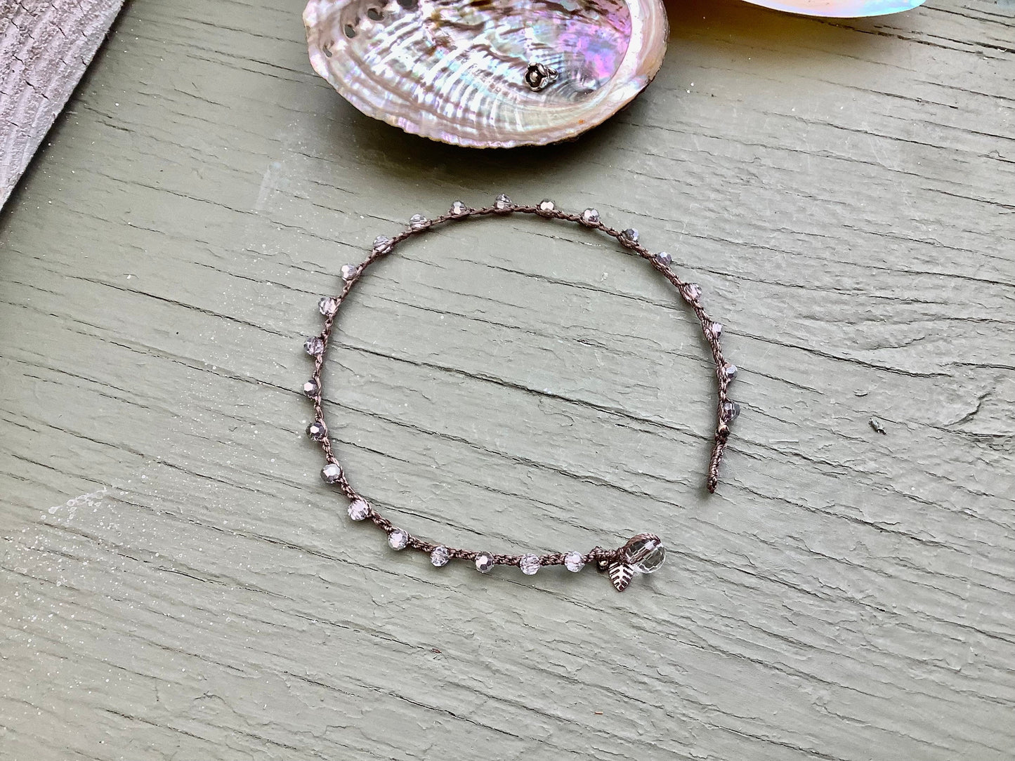 Silver lining crocheted anklet