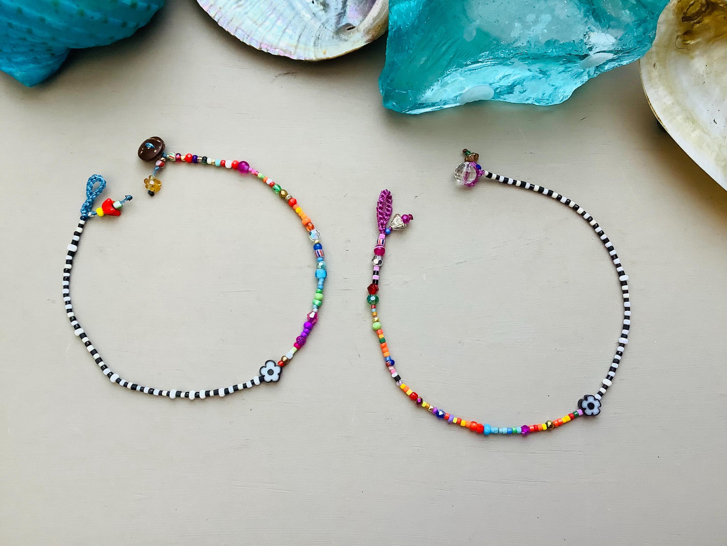 Delica Bead Anklet, Boho, Crystal & Gemstone anklet