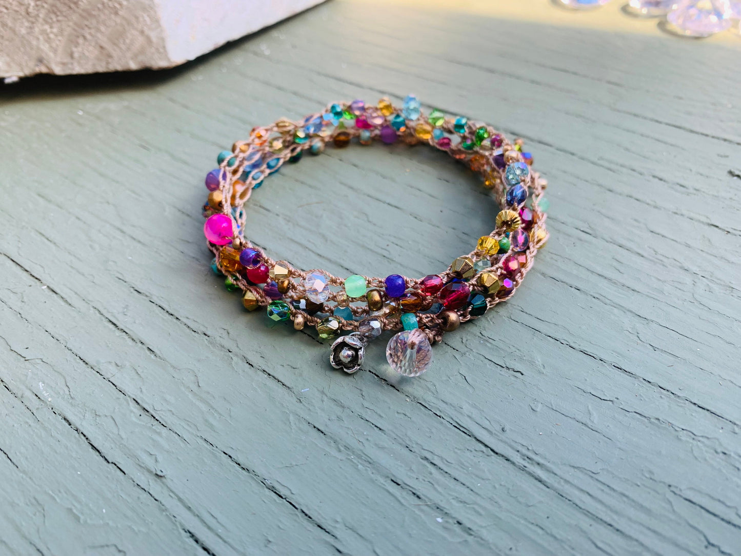Gemstone Crystal crocheted wrap