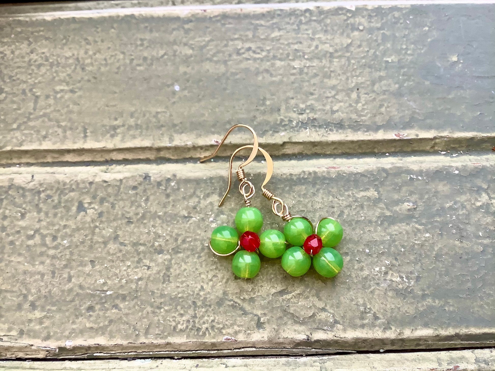 Spring flower earrings , pearls and gemstones