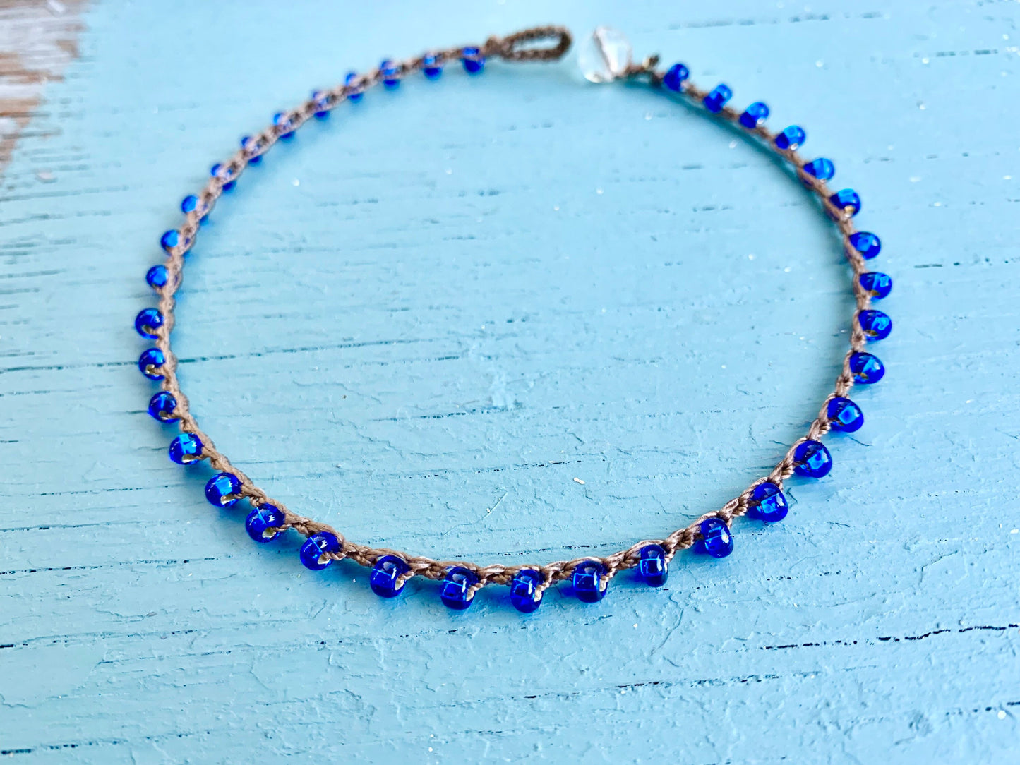 Electric blue anklet