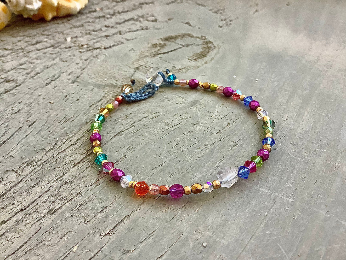 Herkiemer diamond crystal gemstone bracelet, earthy natural jewelry