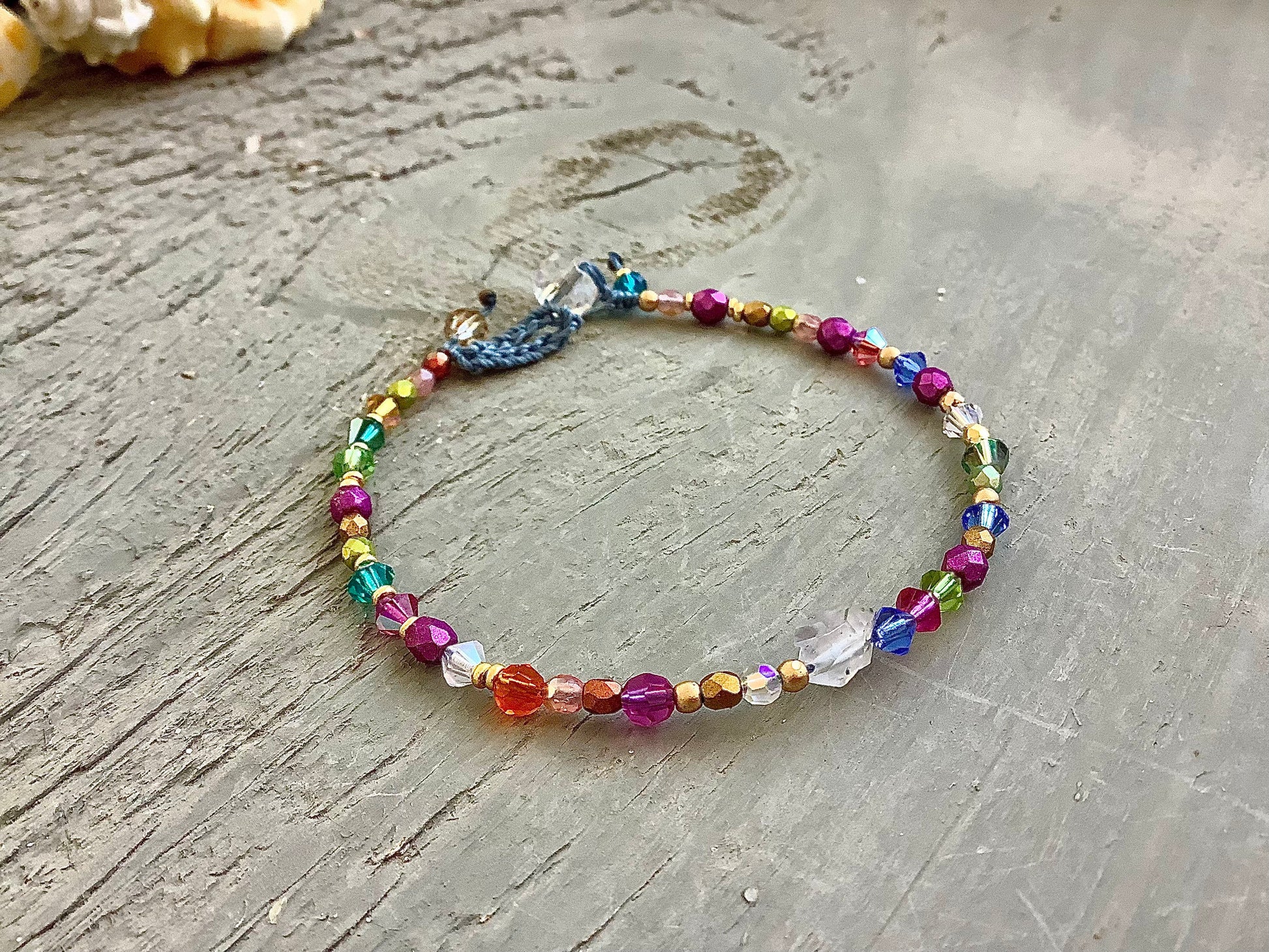 Herkiemer diamond crystal gemstone bracelet, earthy natural jewelry