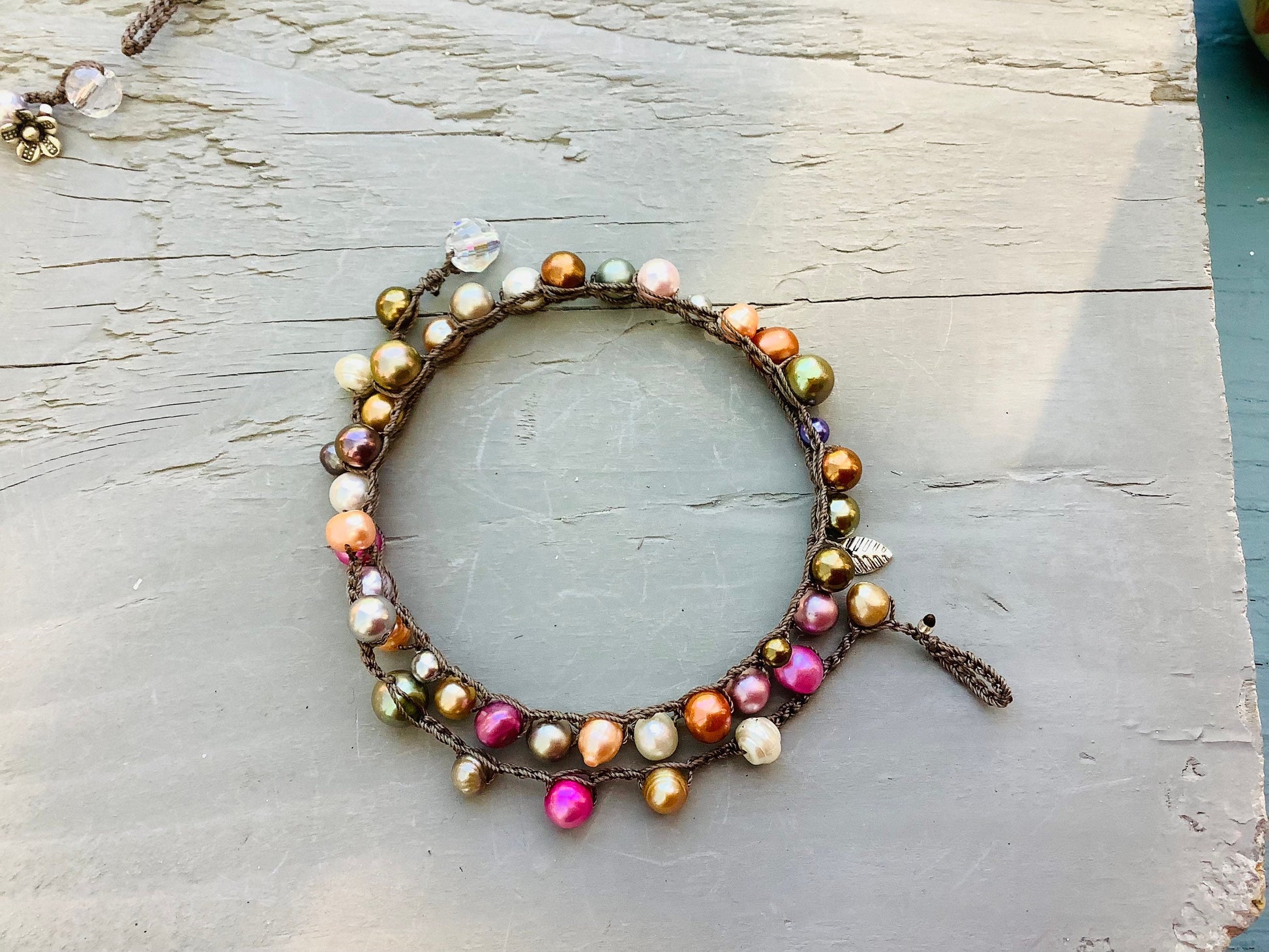 Colorful 3X pastel pearls crocheted wrap