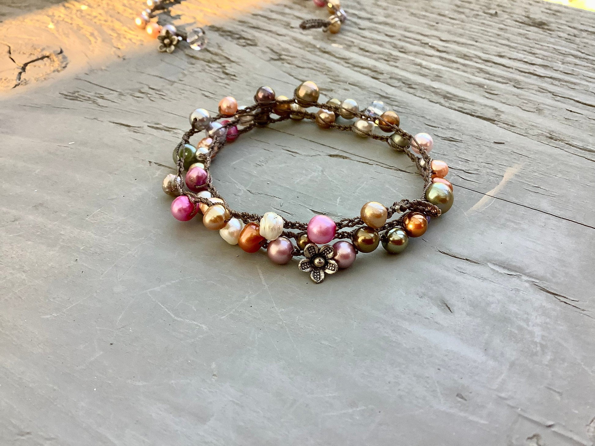 Colorful 3X pastel pearls crocheted wrap