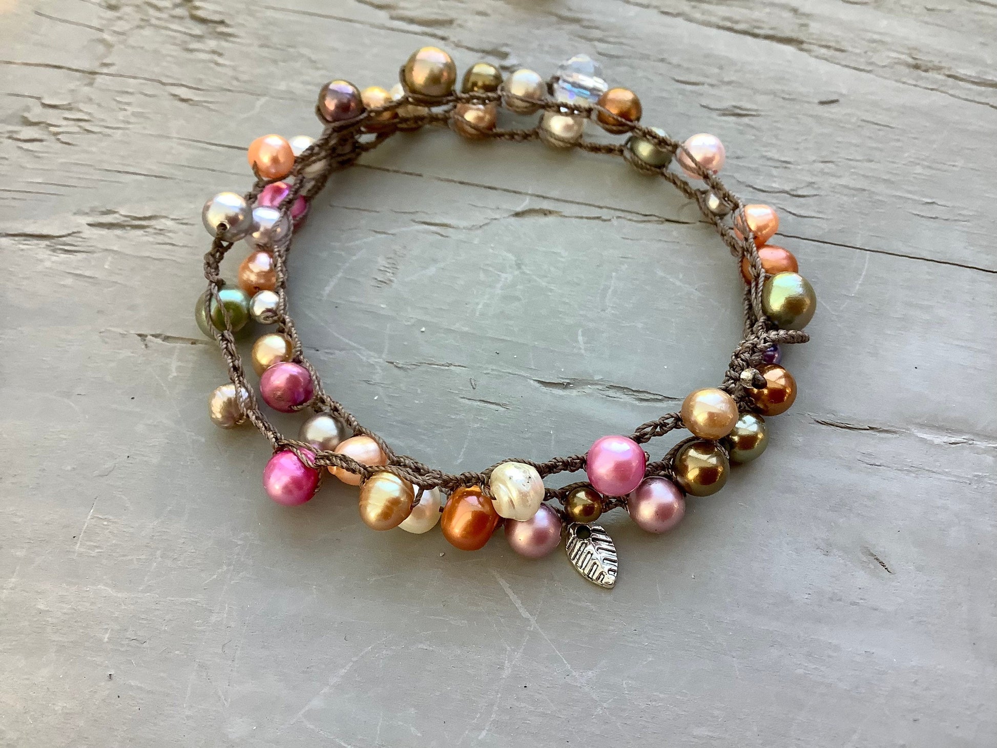 Colorful 3X pastel pearls crocheted wrap