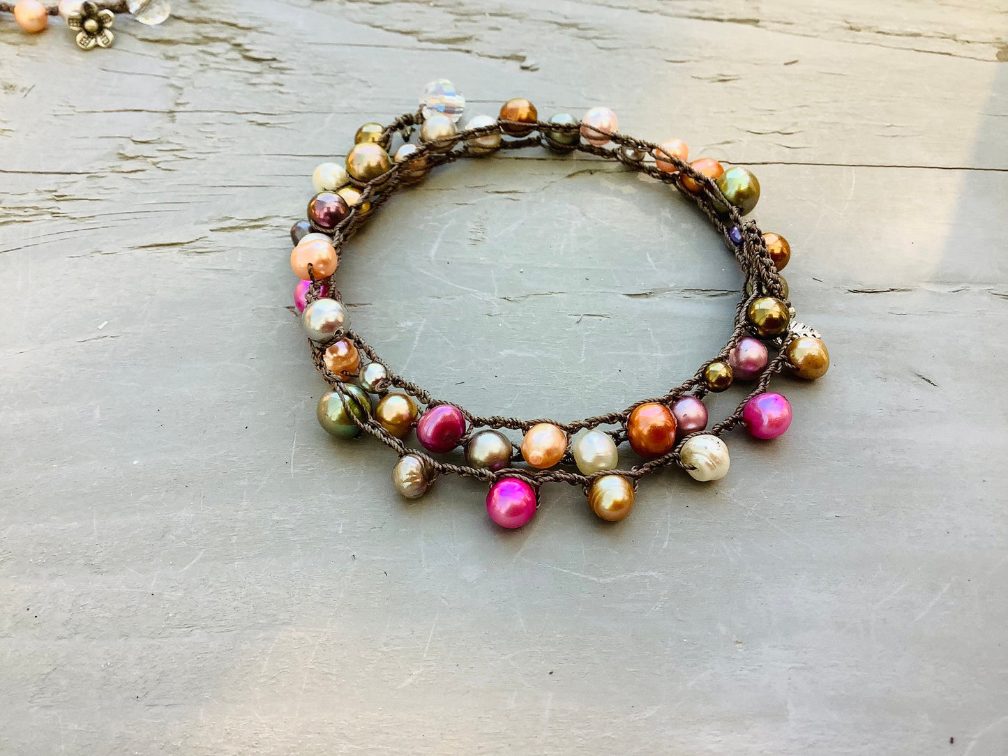 Colorful 3X pastel pearls crocheted wrap