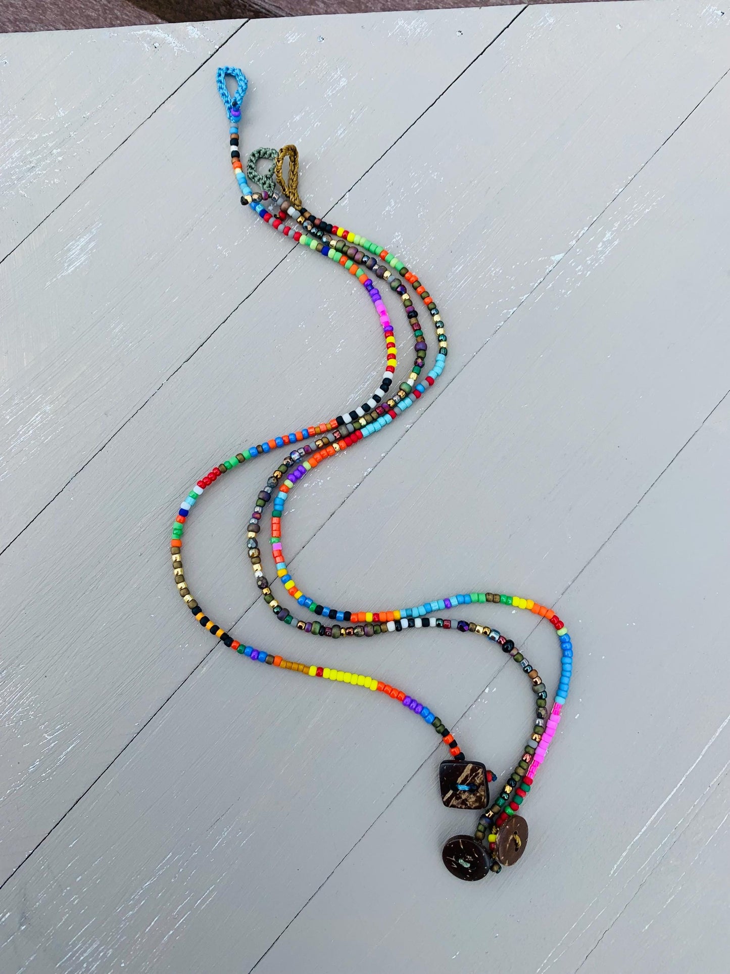 Toho petite beaded anklet, natural boho metal free jewelry