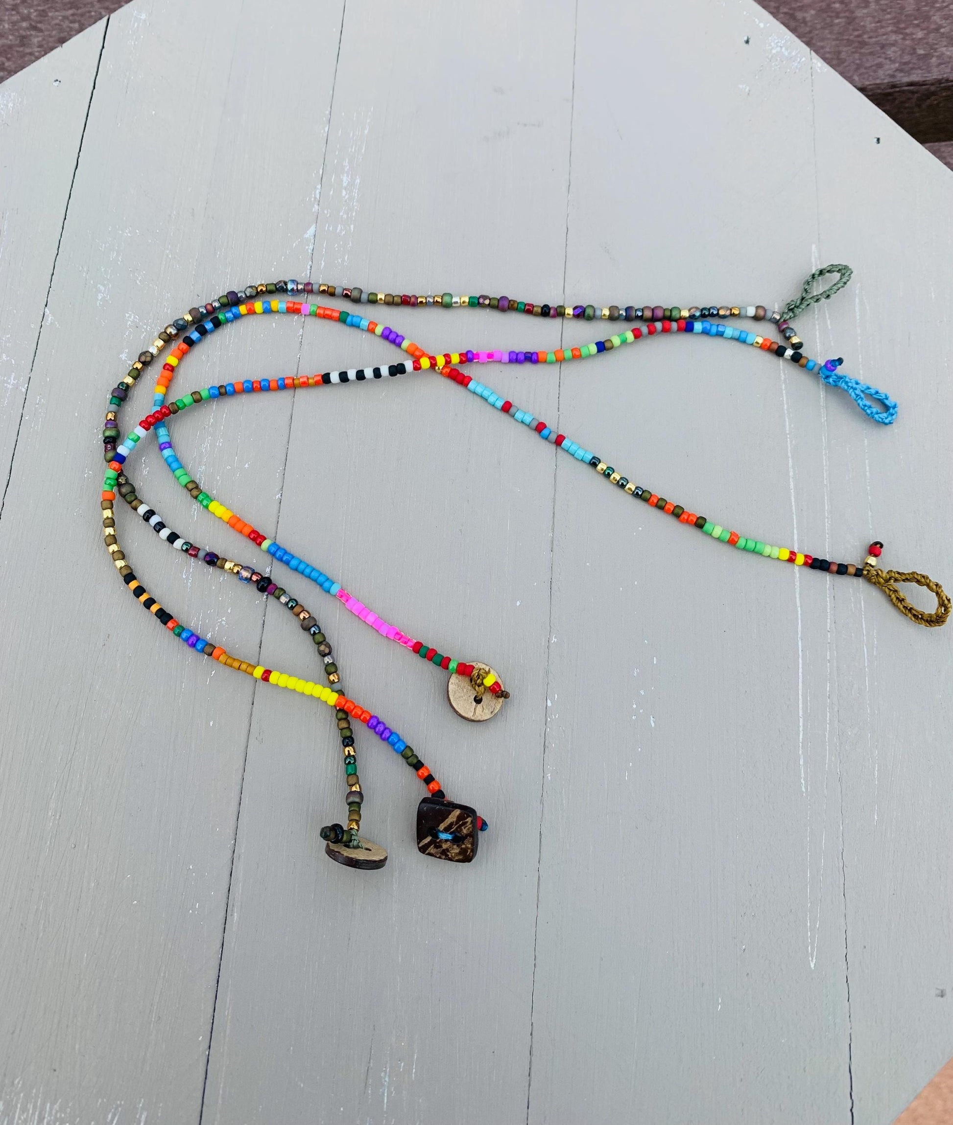 Toho petite beaded anklet, natural boho metal free jewelry