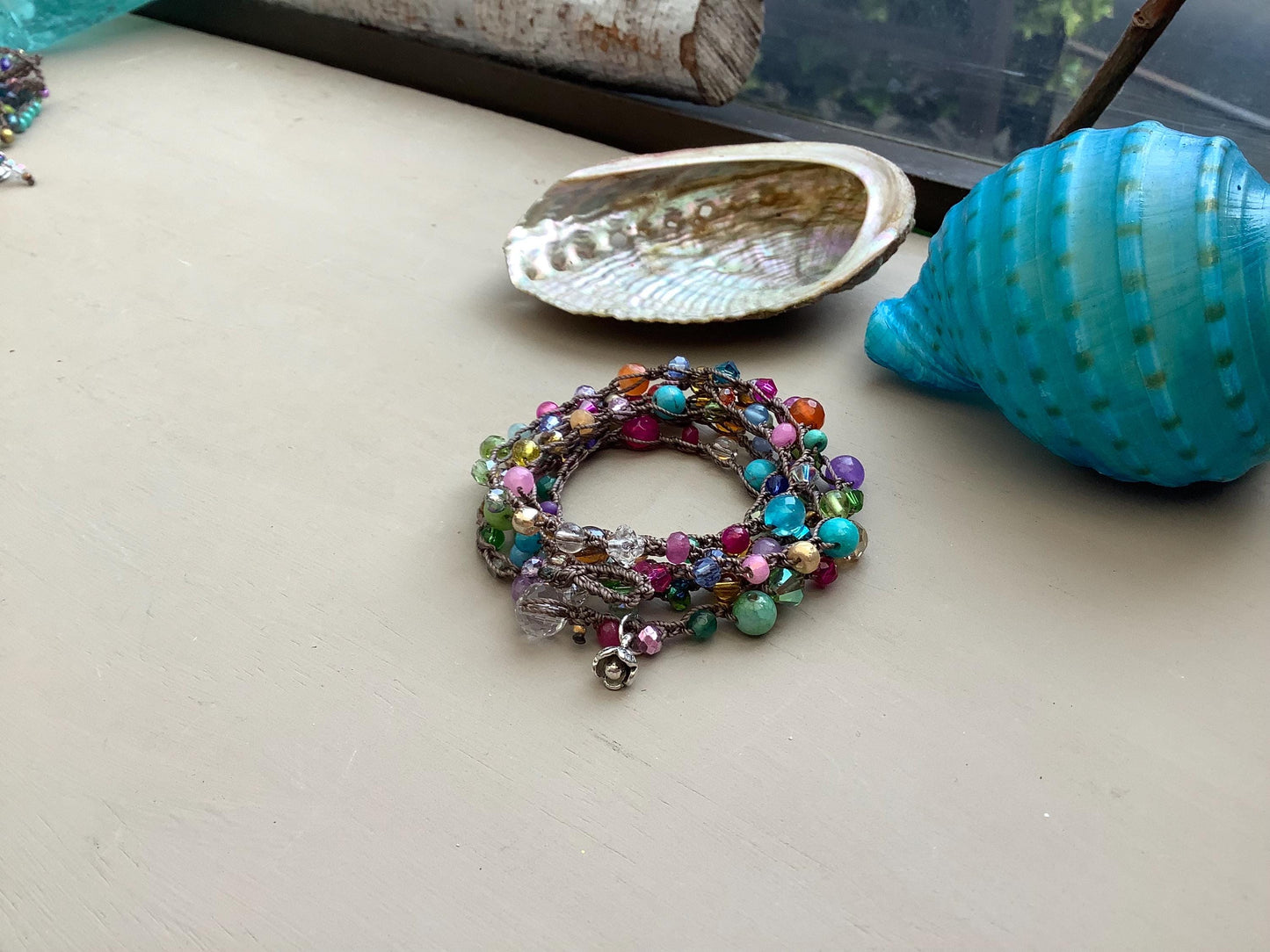 Crocheted 5X natural earthy boho necklace