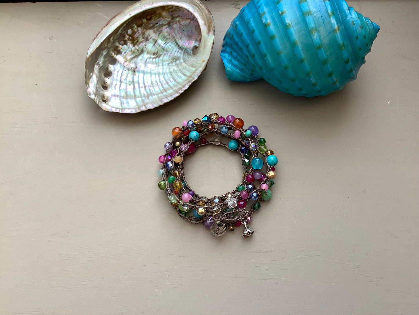 Crocheted 5X natural earthy boho necklace