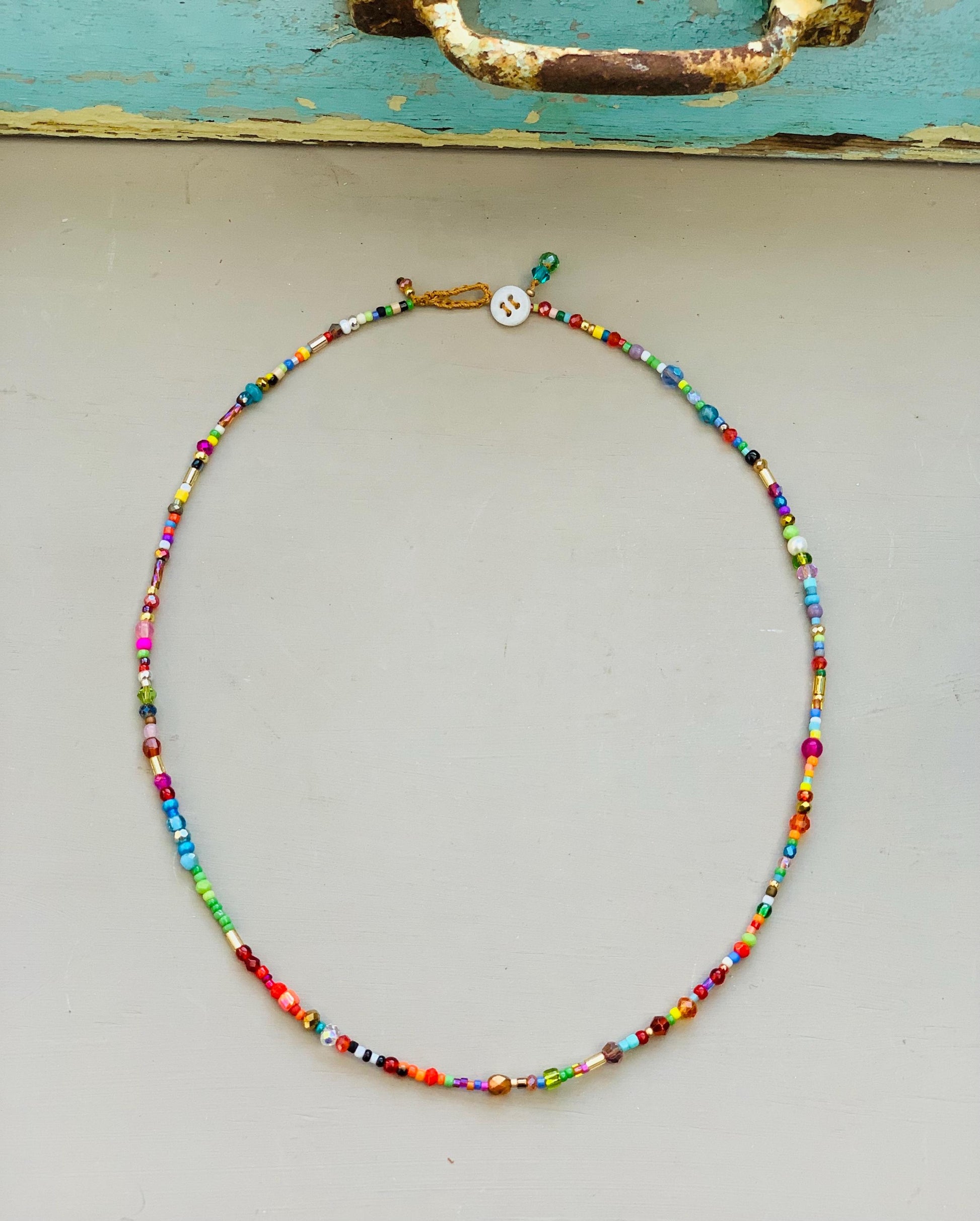 Colorful sweet petites necklaces, made with tiny specialty beads , fun, friendship,pearl