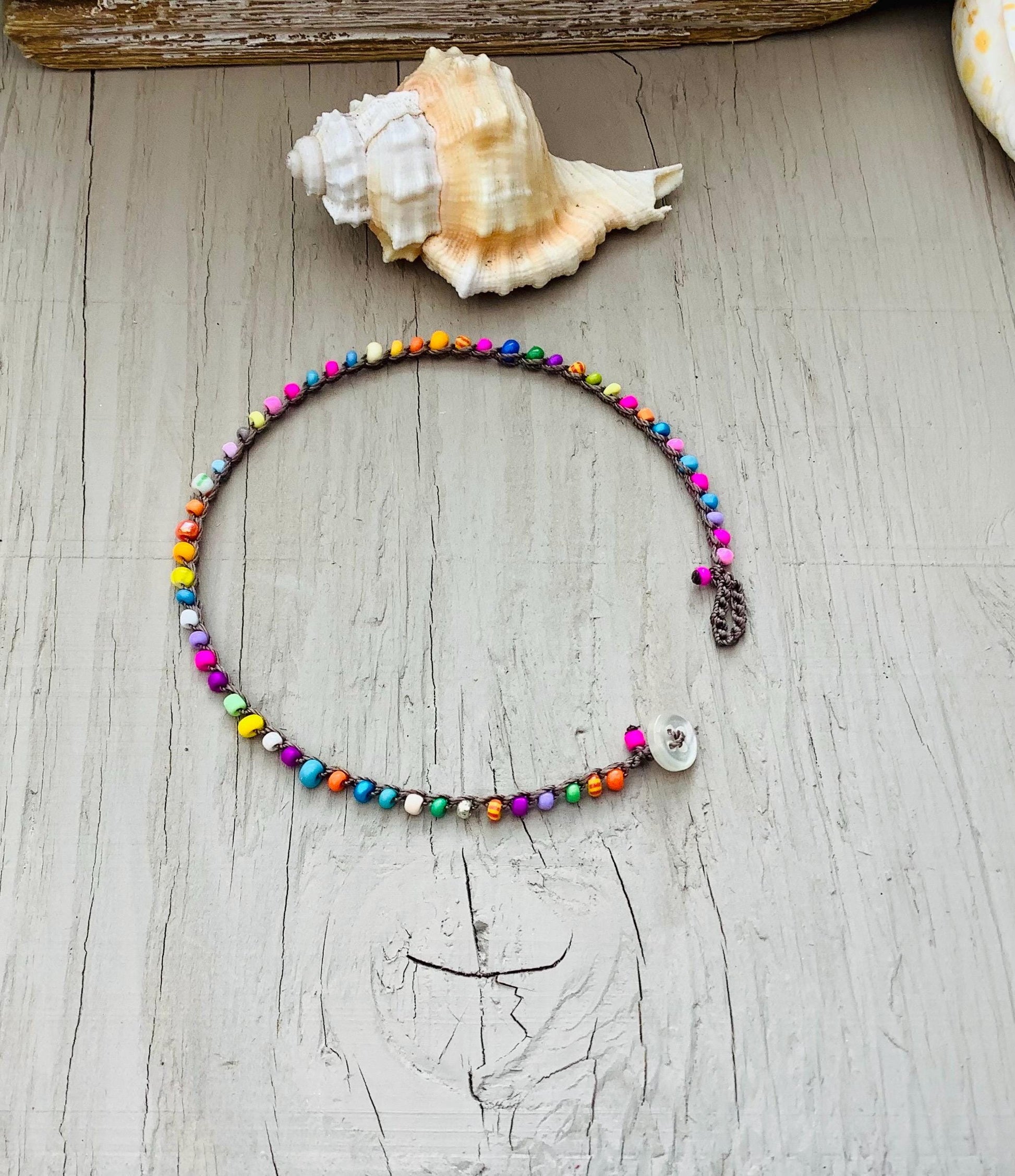 Tiny glass bead anklets