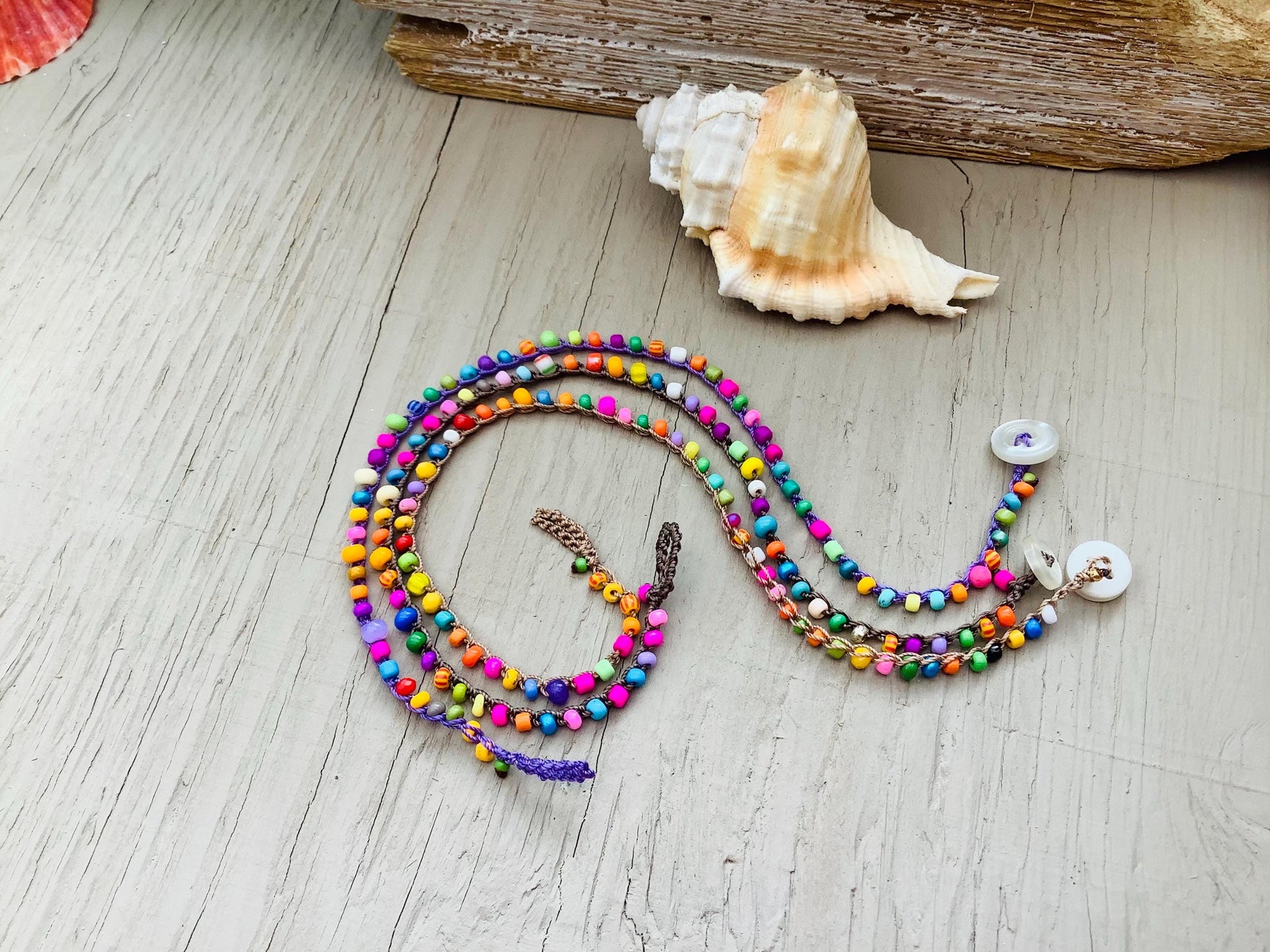 Tiny glass bead anklets