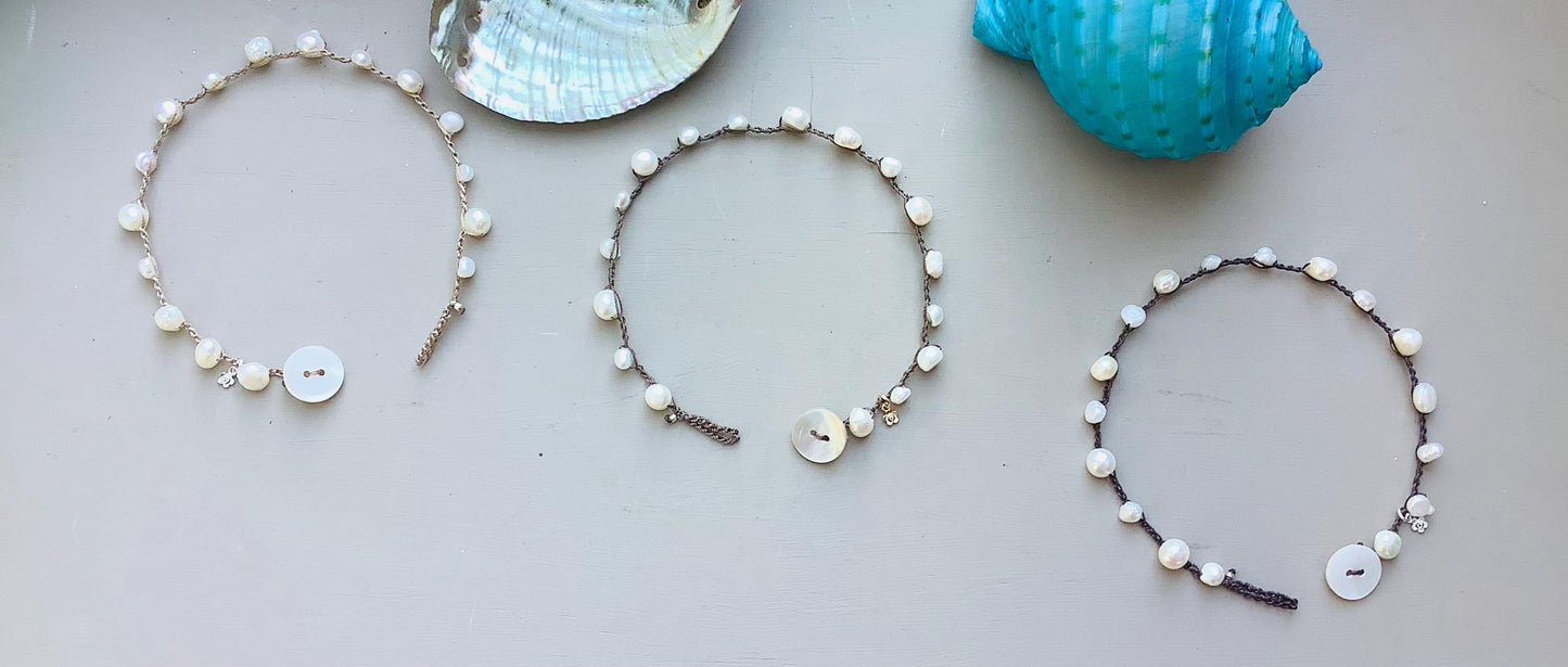 Freshwater pearl earthy summer bracelet earthy wear, boho