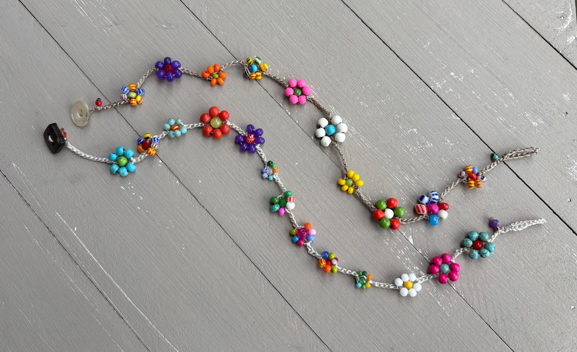 Flower, crochet anklets, 70s retro