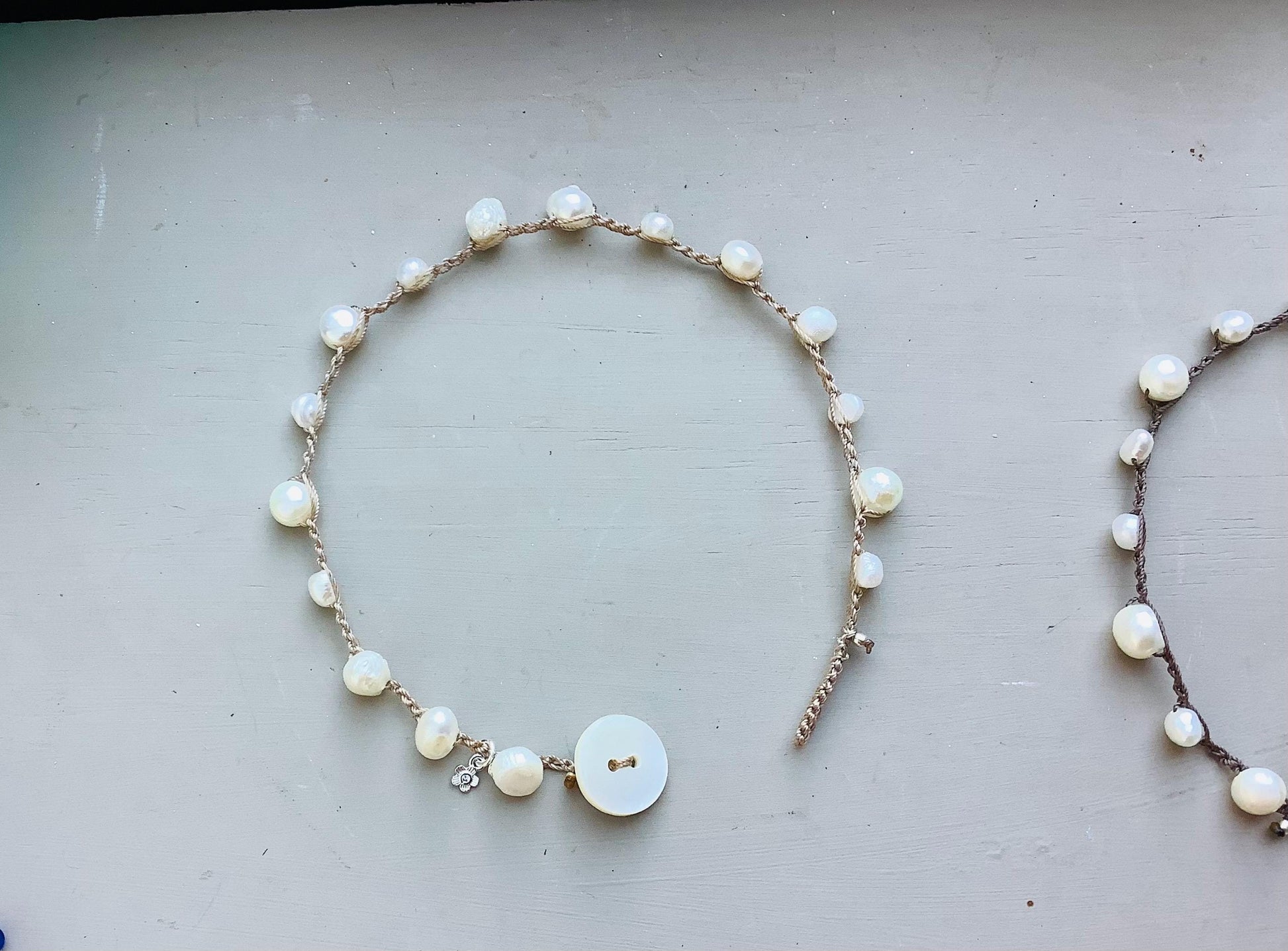 Freshwater pearl earthy summer bracelet earthy wear, boho