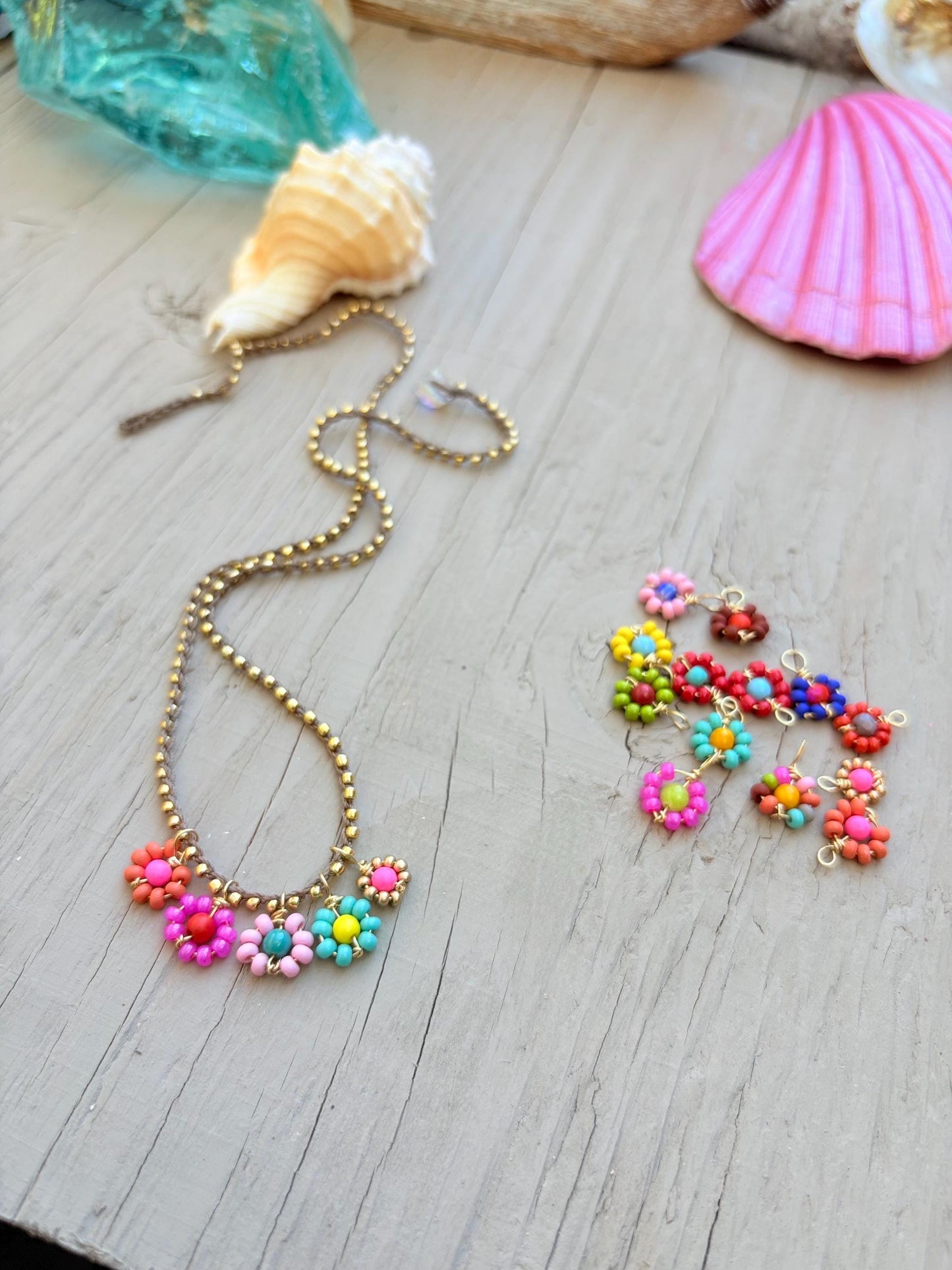 Bouquet of flowers, new crocheted necklace