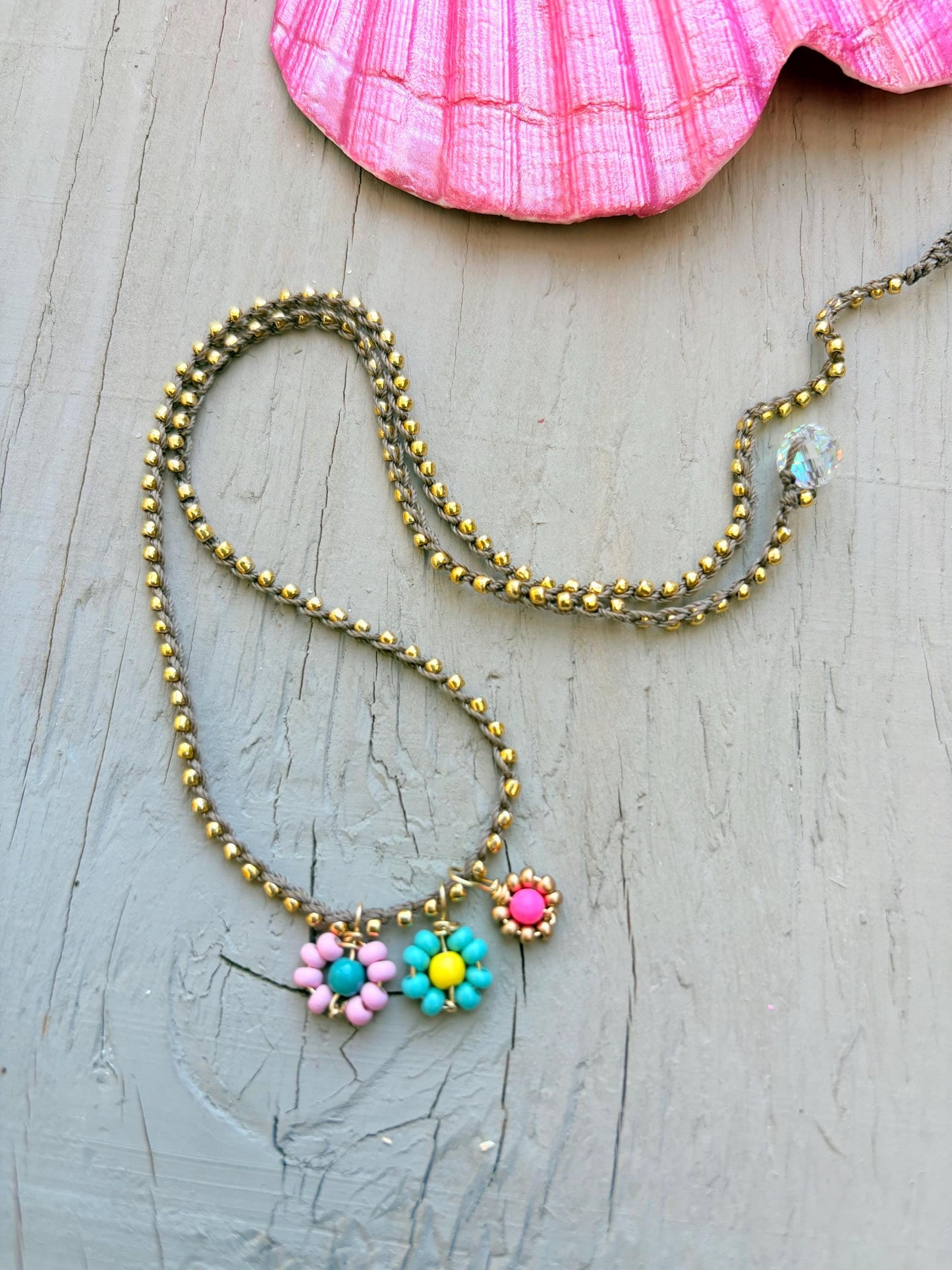 Bouquet of flowers, new crocheted necklace